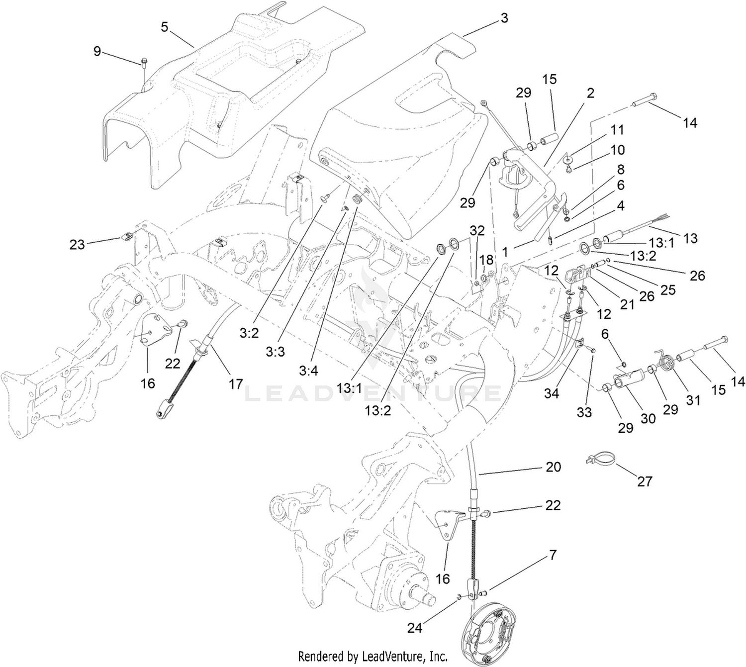 Brake Cable and Lever Assembly