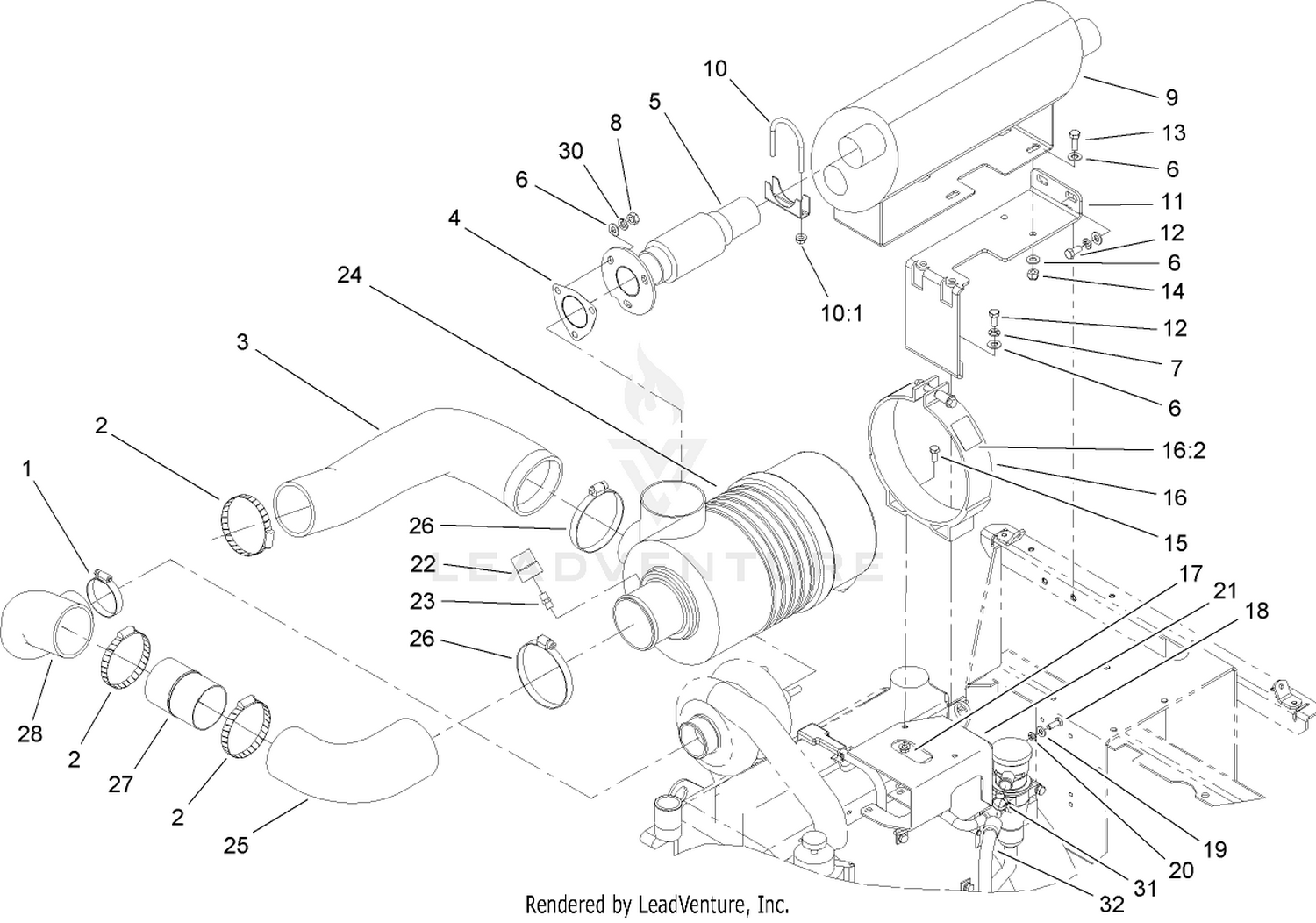 Muffler and Air Cleaner Assembly