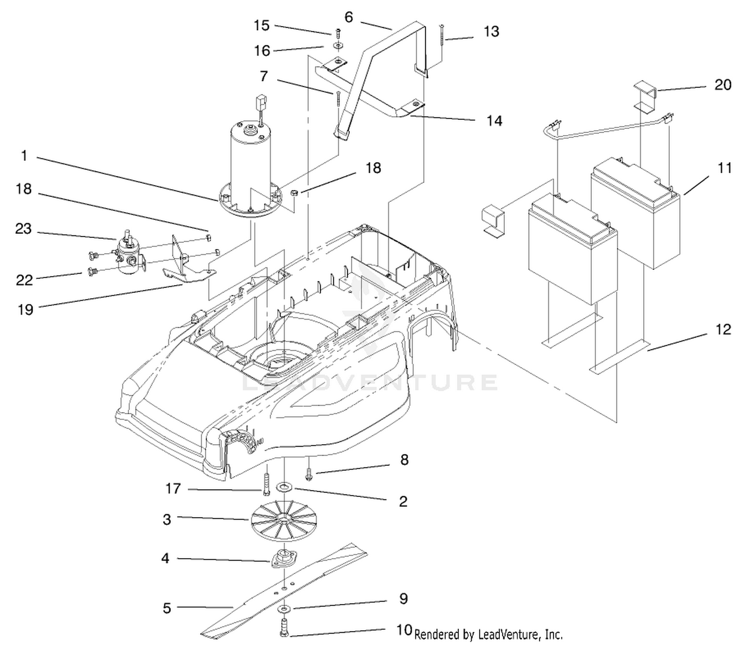 Motor, Batteries And Blade Assembly