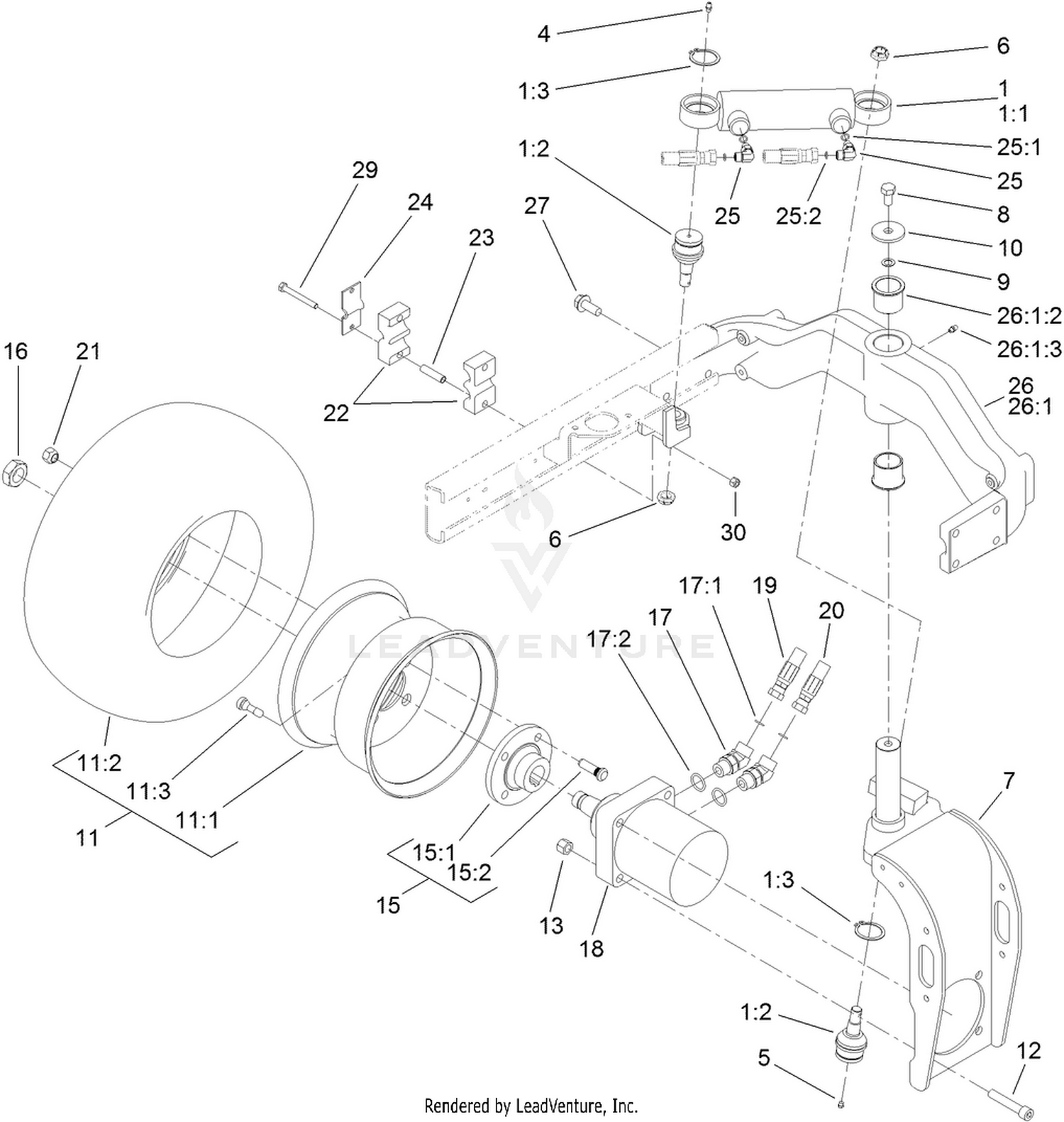 Rear Fork and Tire Assembly