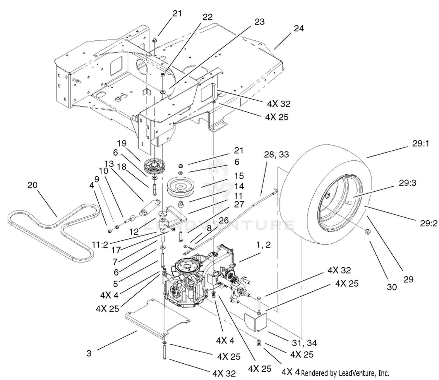Hydro And Belt Drive Assembly