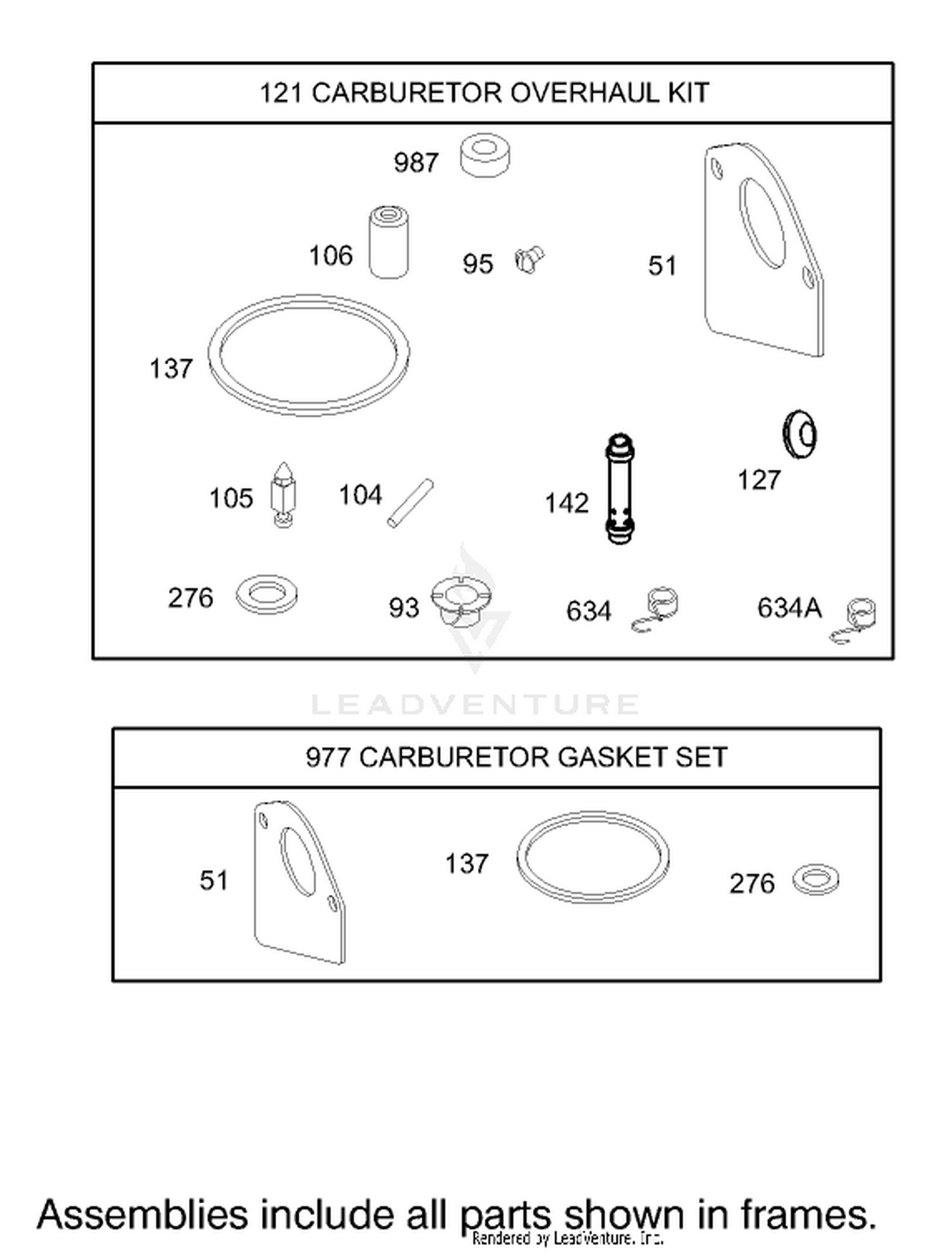Carburetor Overhaul Kit Assembly Engine Briggs and Stratton Model 28M707-1127-E1