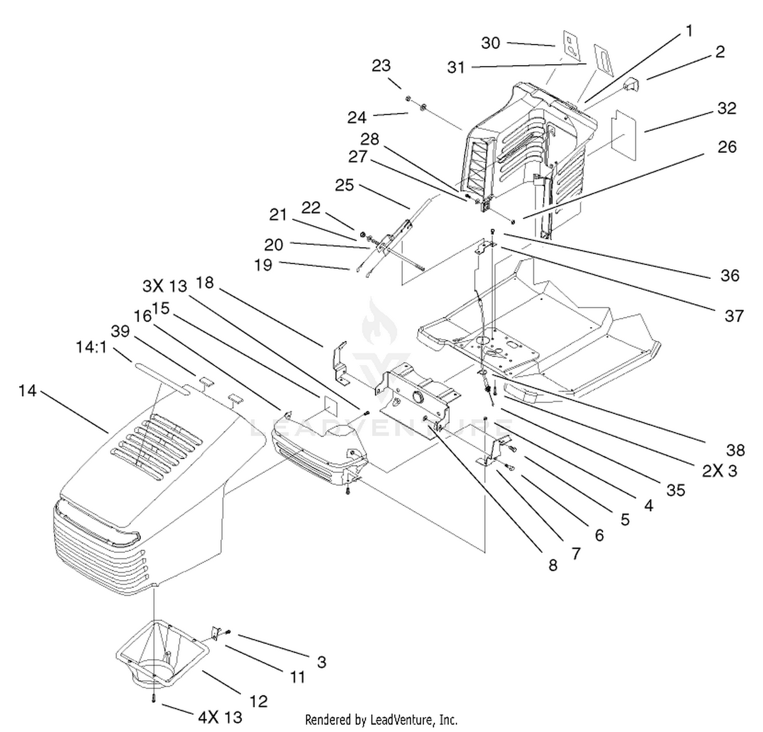 Hood and Tower Assembly