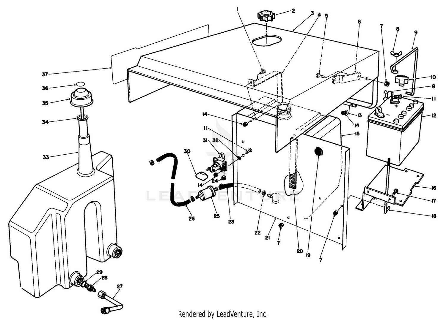 Hood-Gas Hydraulic Tank Assembly