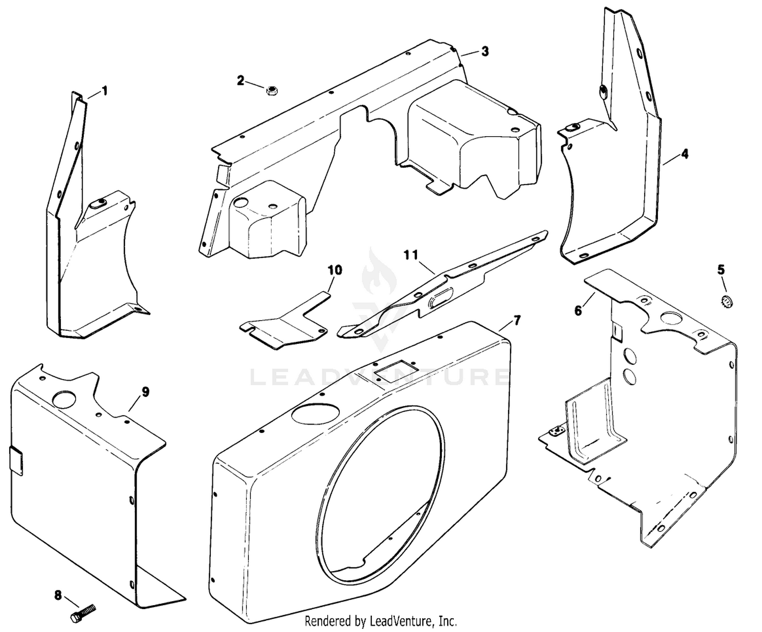 Baffles  Shroud-Kohler Engine Model No. Kt17qs Type No. 24324