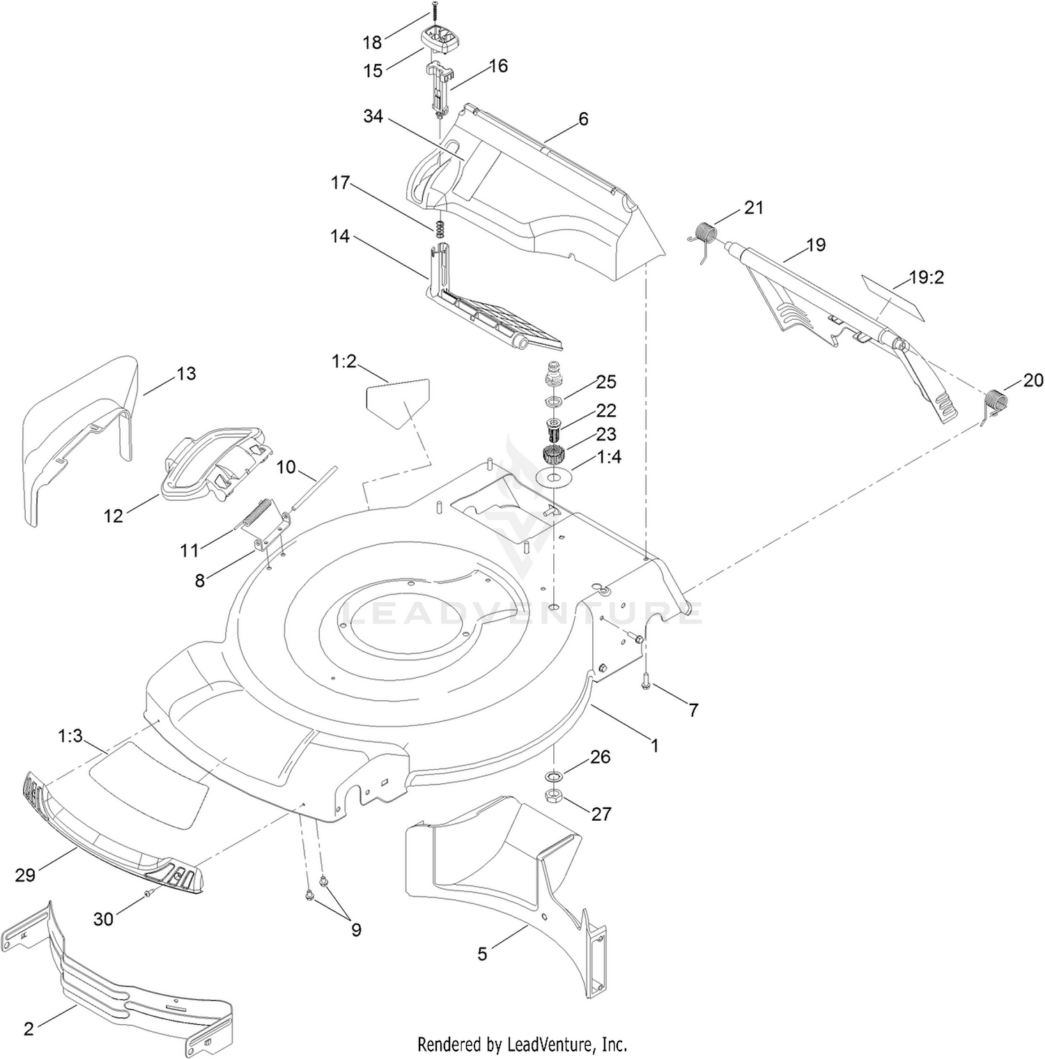 Deck, Side Chute and Rear Door Assembly