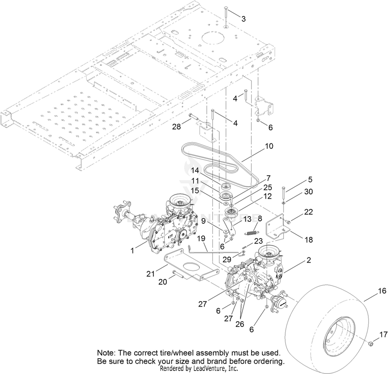 Hydro Transaxle Drive and Rear Wheel Assembly