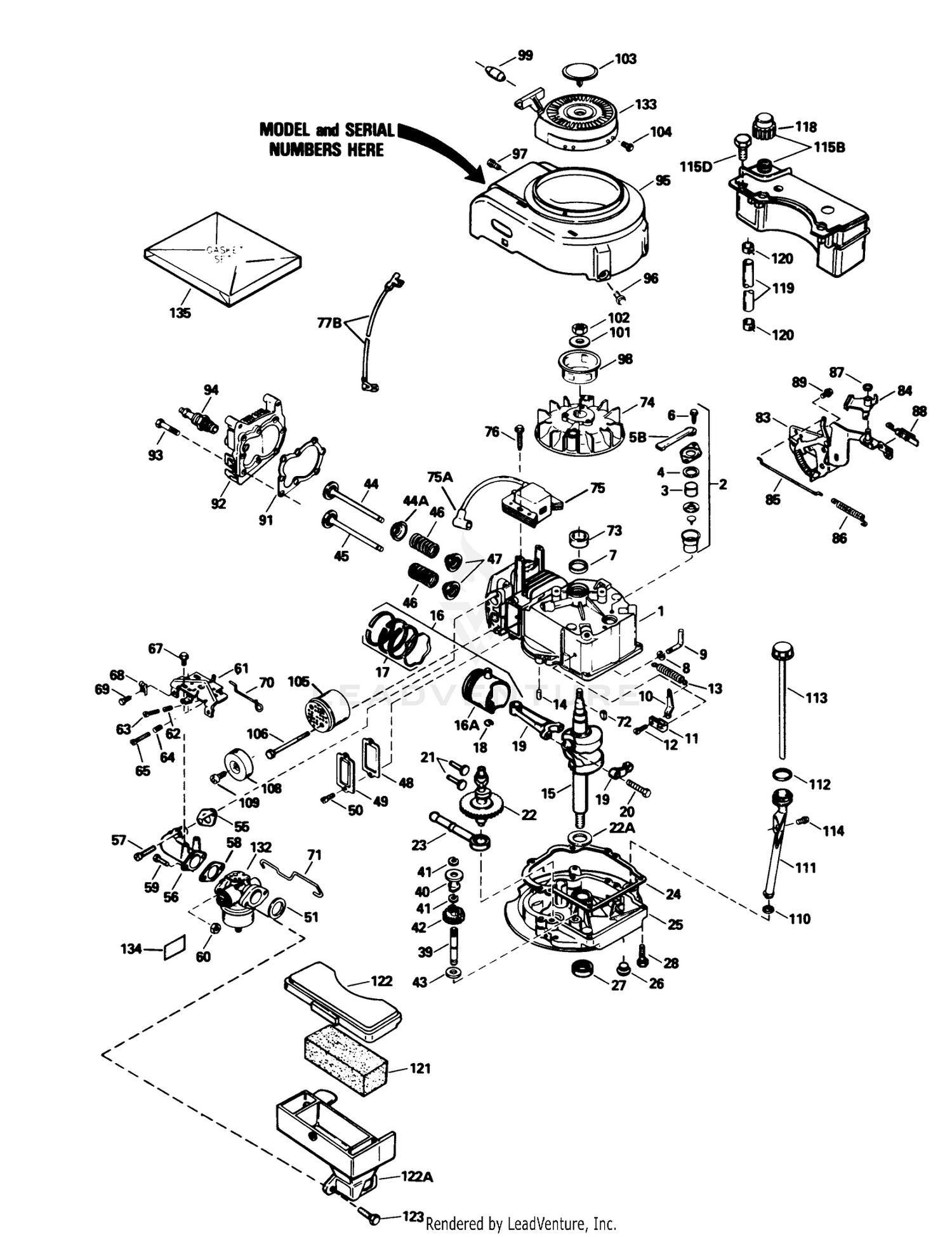 Engine Tecumseh Model No. Tvs100-44016b