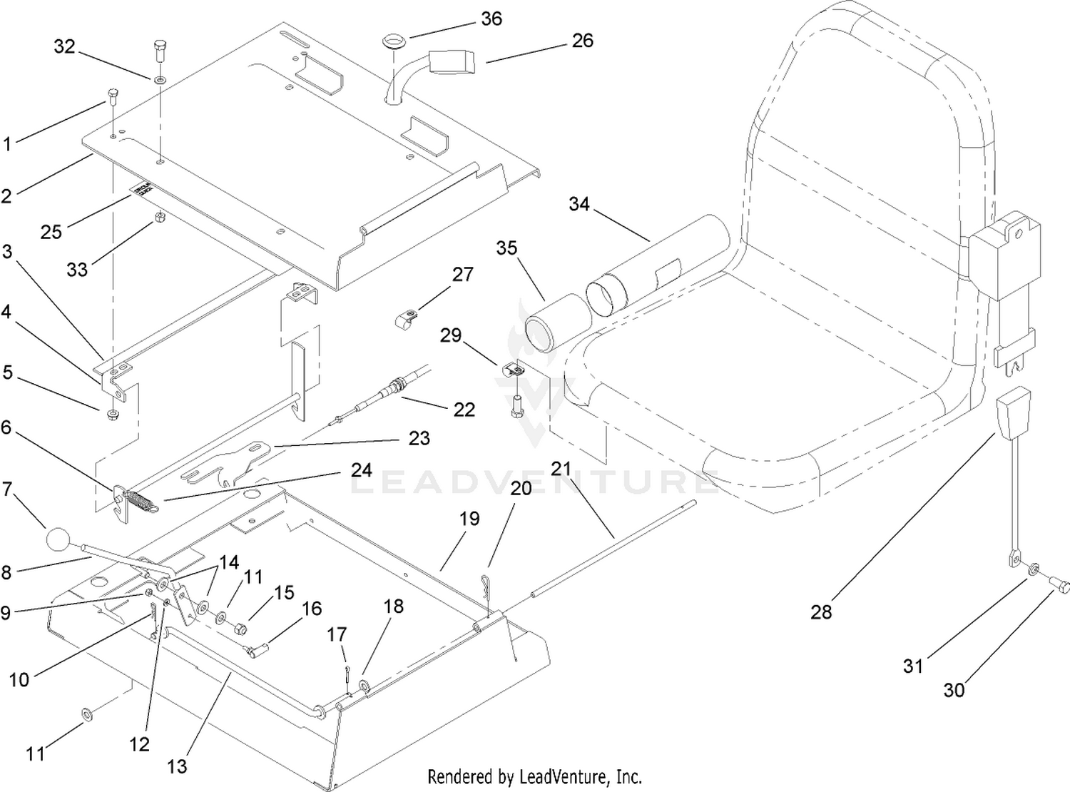 Throttle and Seat Frame Assembly