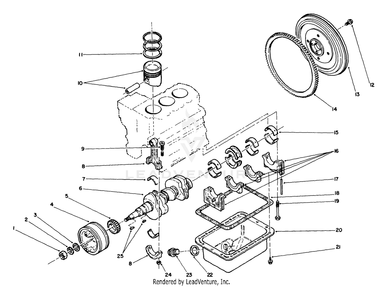 Piston, Camshaft  Flywheel Assembly