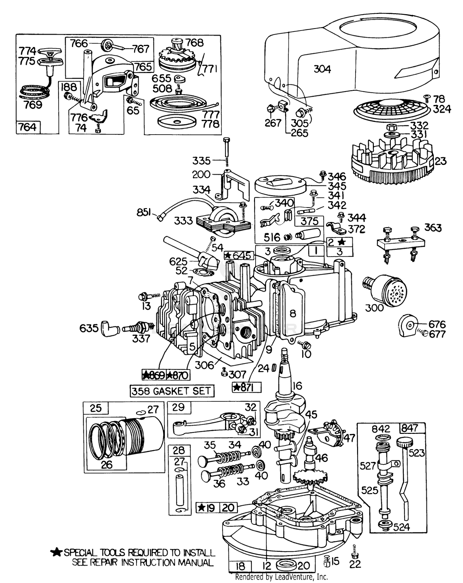 Engine Briggs  Stratton Model No. 110908-0380-02