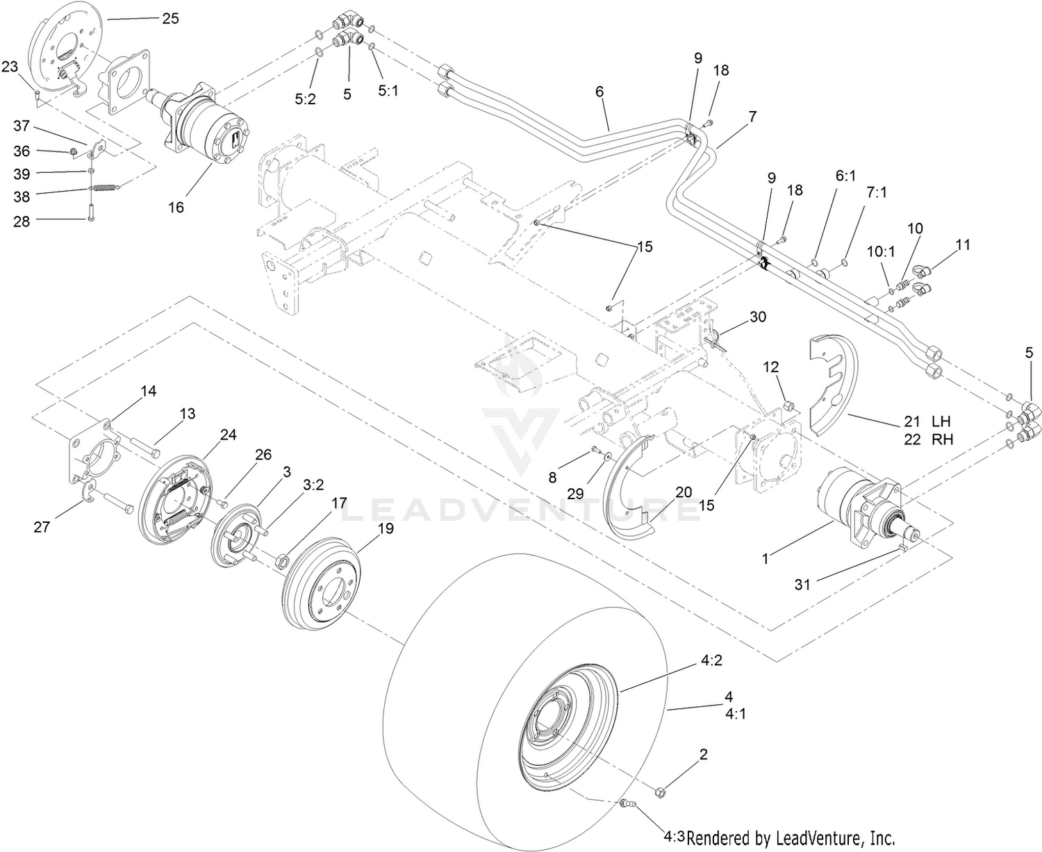 Front Wheel, Brake and Hydraulic Motor Assembly