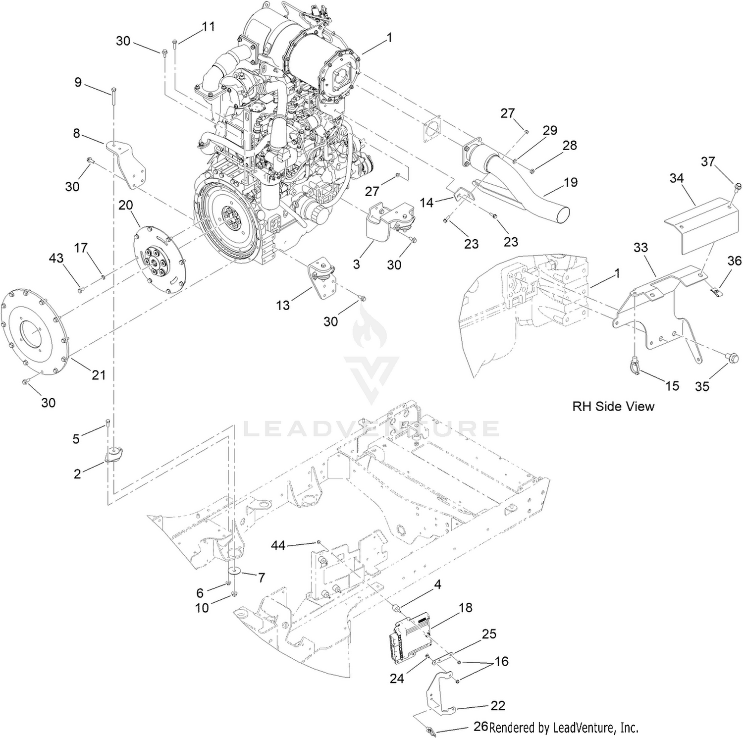 Engine and Mount Assembly