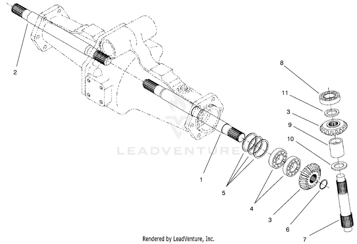 4 Wheel Drive Rear Axle Assembly No. 95-7501 (continued) Bevel Gear Shaft Assembly (only On: 30627)