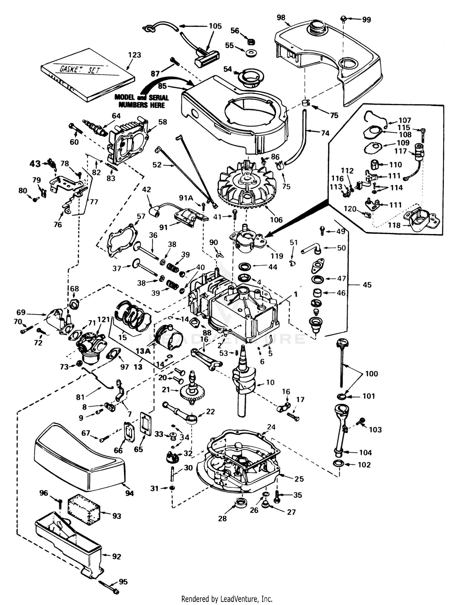 Engine Tecumseh Model No. Tnt 100-10061d