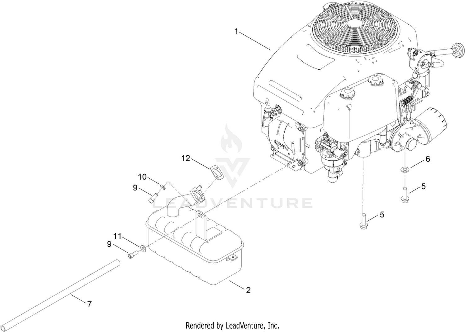 Engine and Muffler Assembly