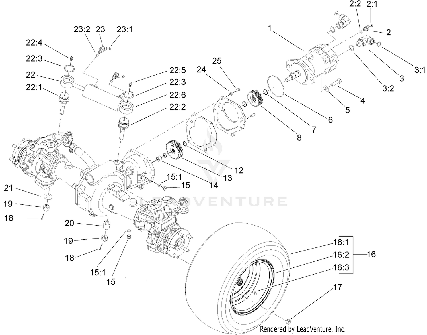 Rear Axle and Tire Assembly