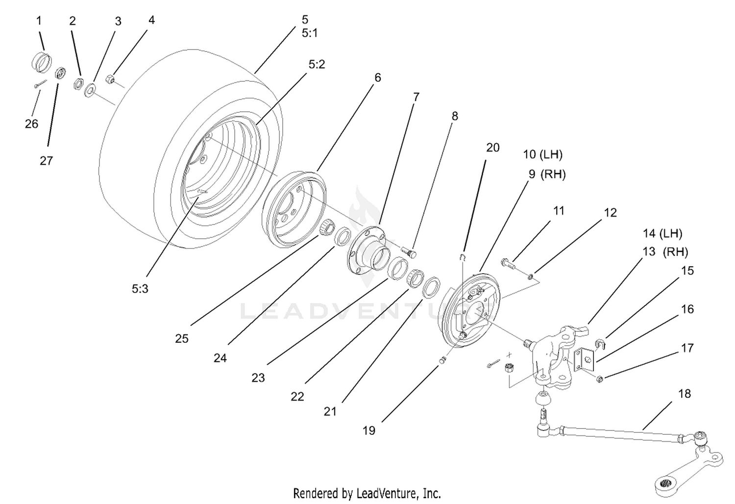 2 Wheel Drive Front Wheel Assembly  (only on: 07211 and 07212)