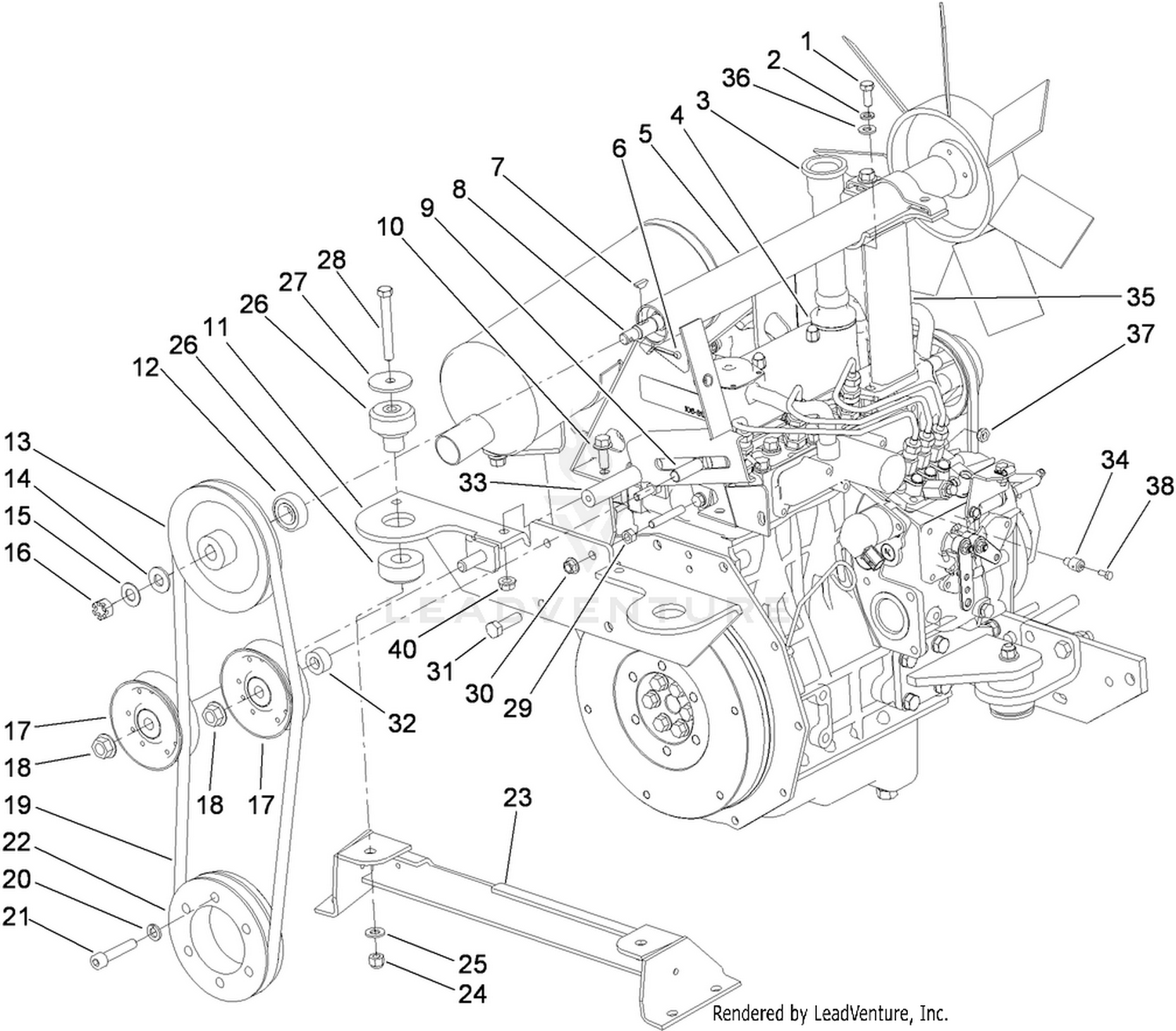 Engine Pulley System Assembly