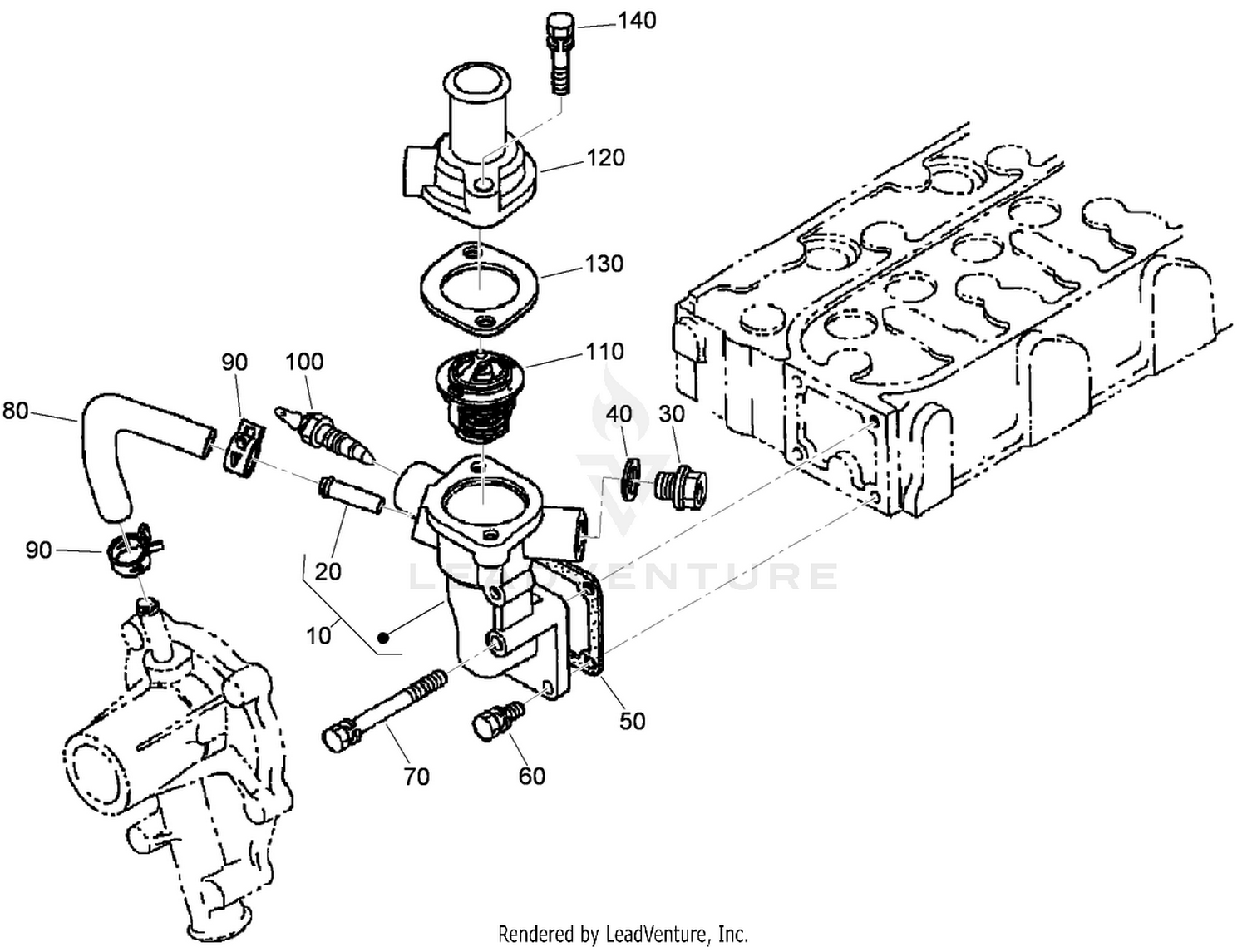 Water Flange and Thermostat Assembly