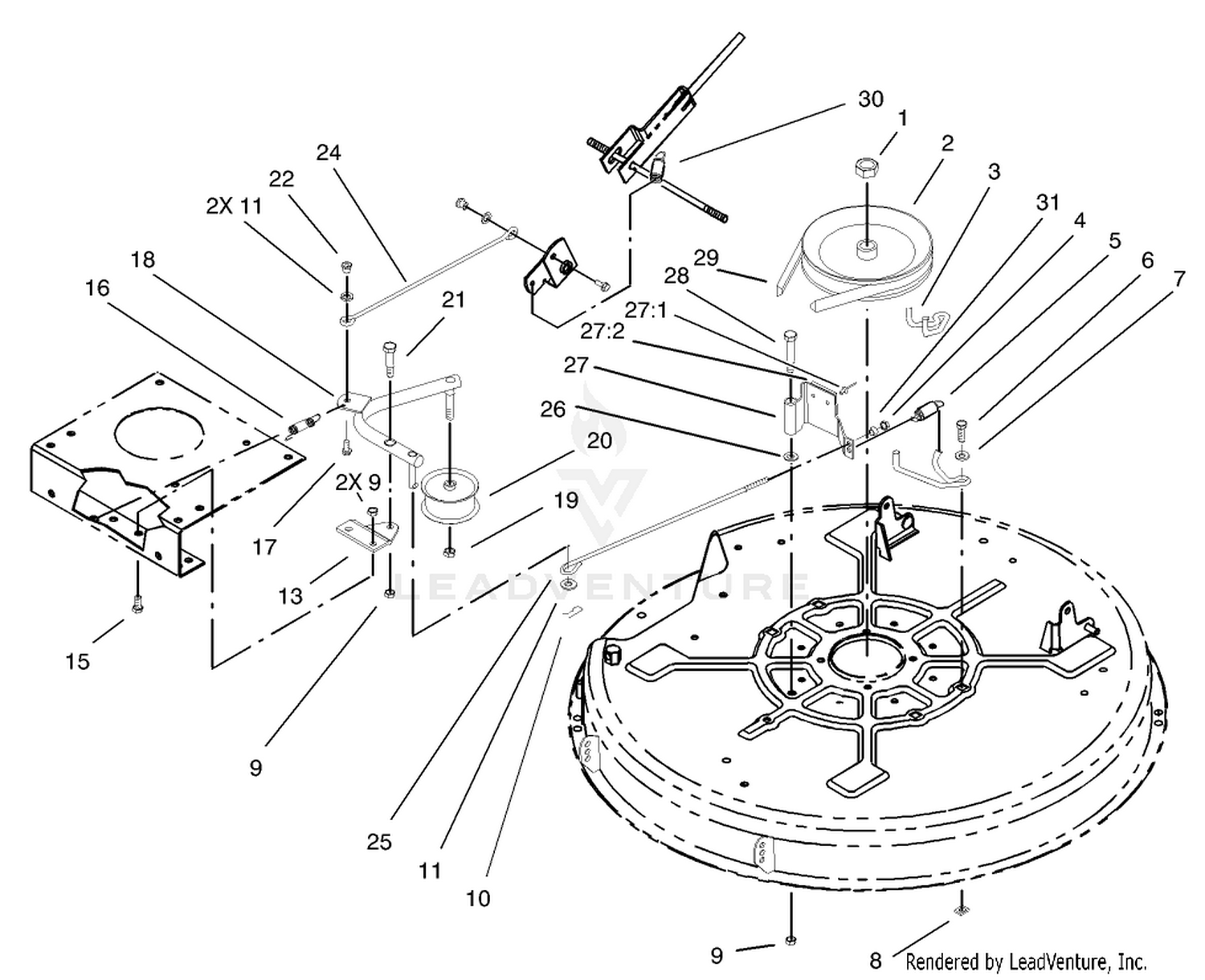 32in Deck Blade Drive/Brake Assembly
