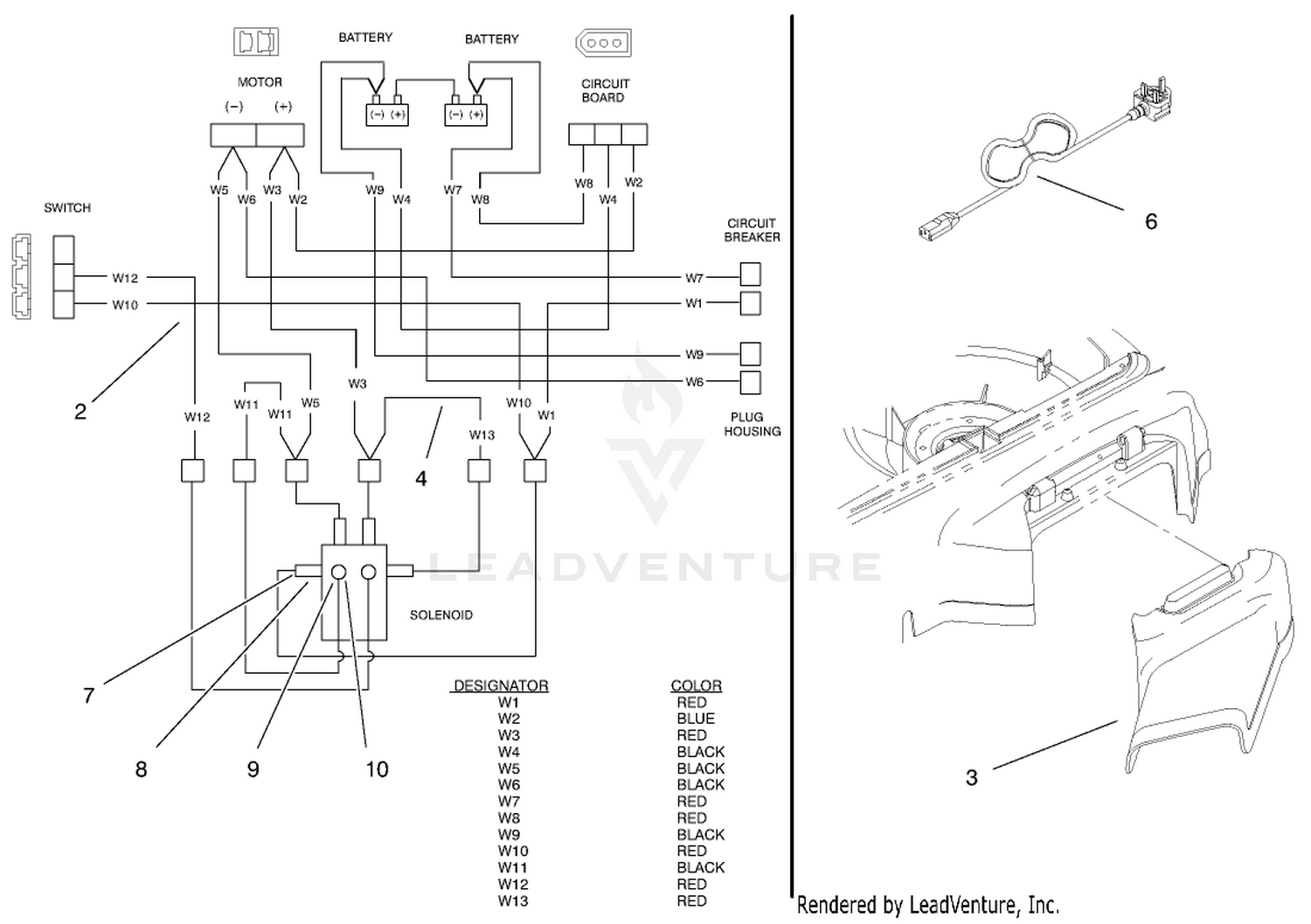 Electrical Wire Diagram. Power Chord And Side Discharge Chute Assembly