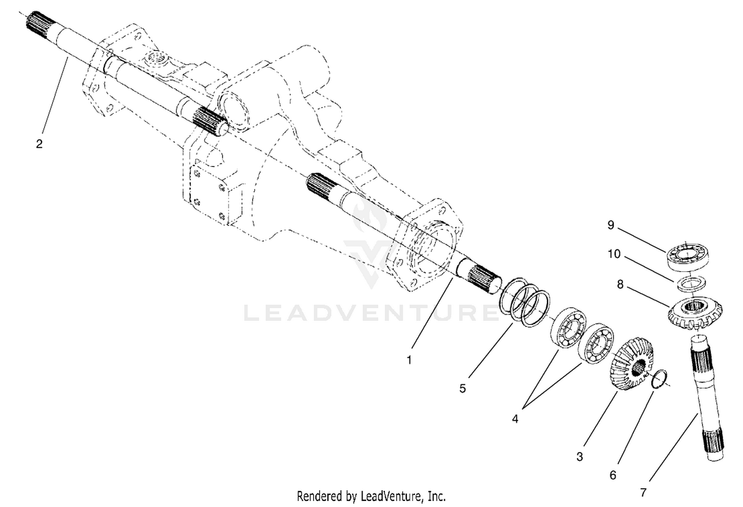 Bevel Gear Shaft Assembly  Rear Axle Assembly No. 100-3784