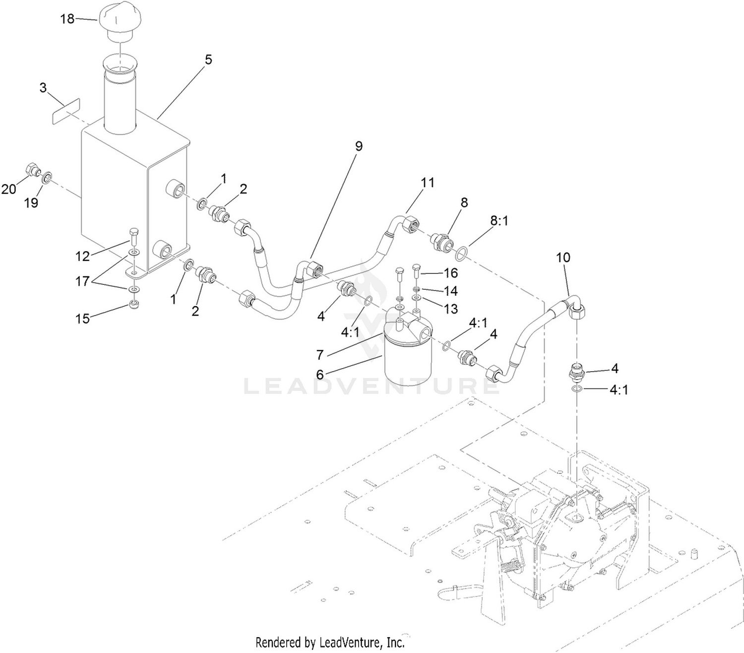 Hydraulic Tank and Hose Assembly