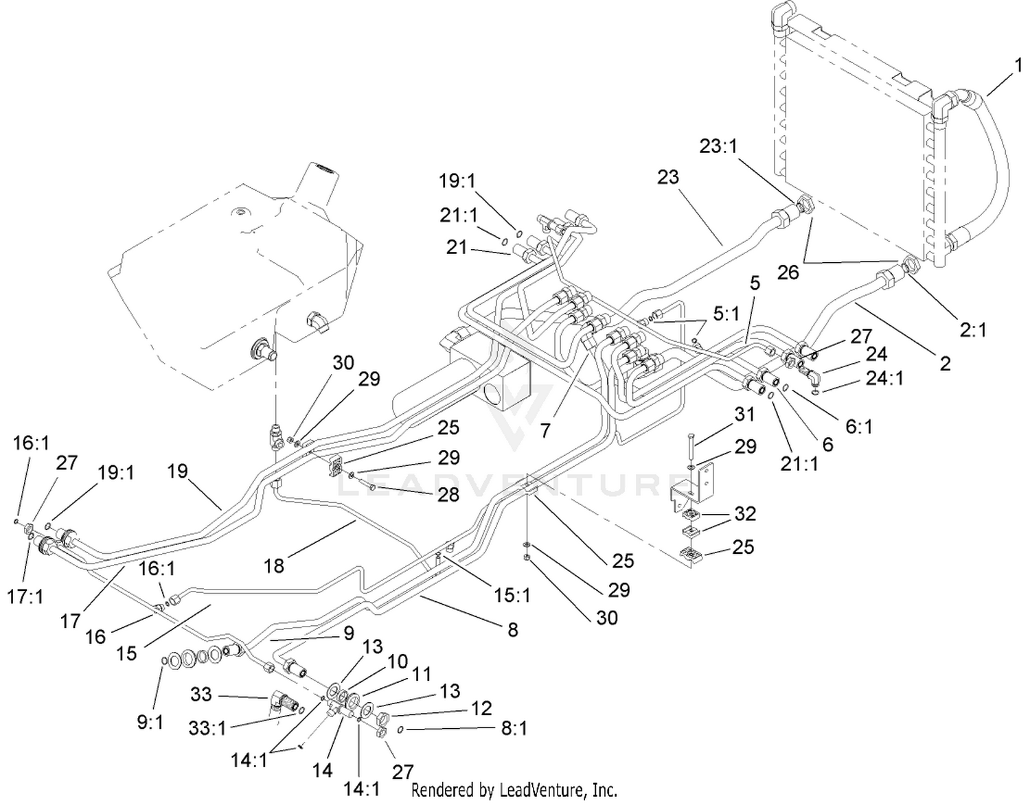 Mow Block Hydraulic Line Assembly
