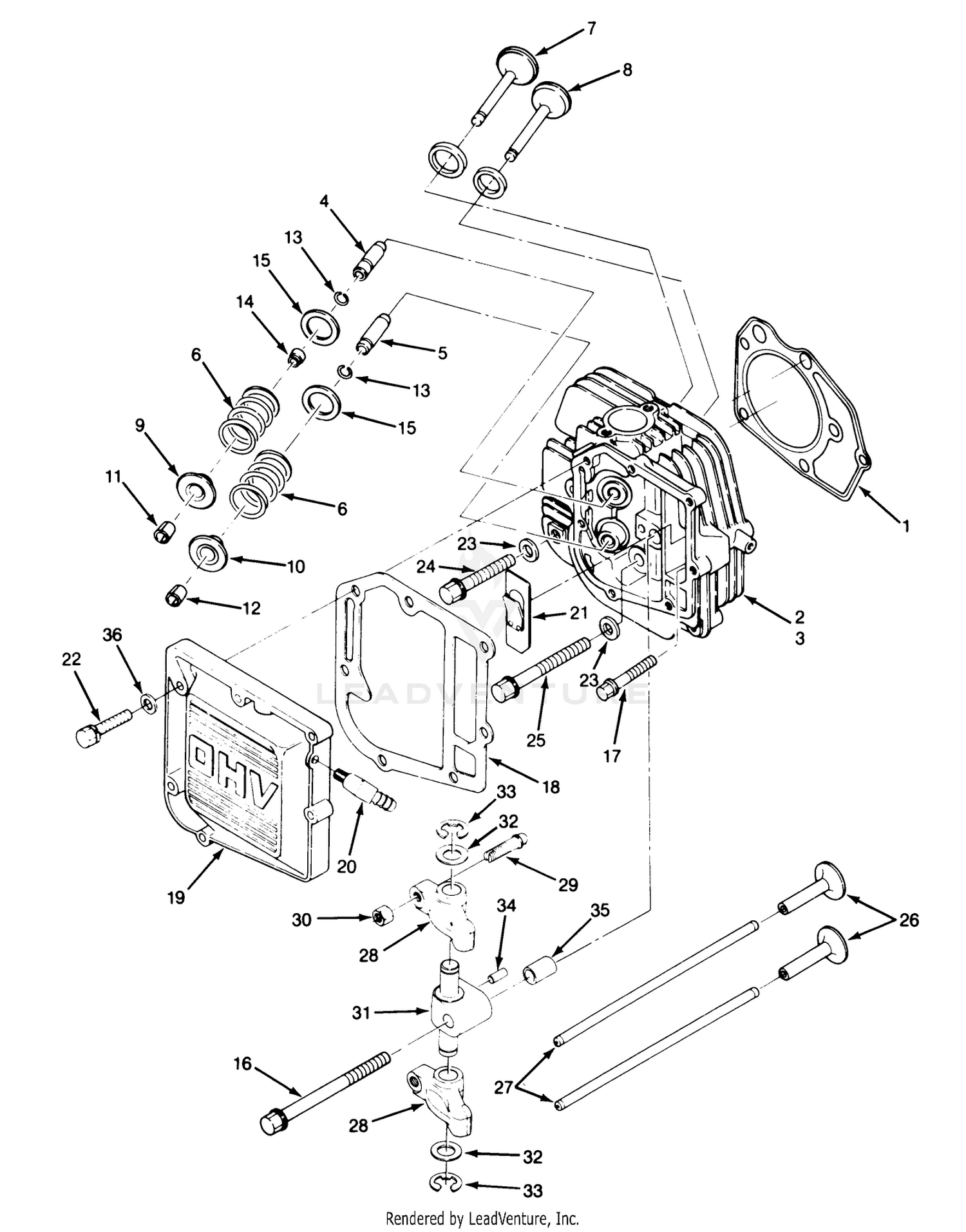 14hp Engine Cylinder Head  Valves Assembly
