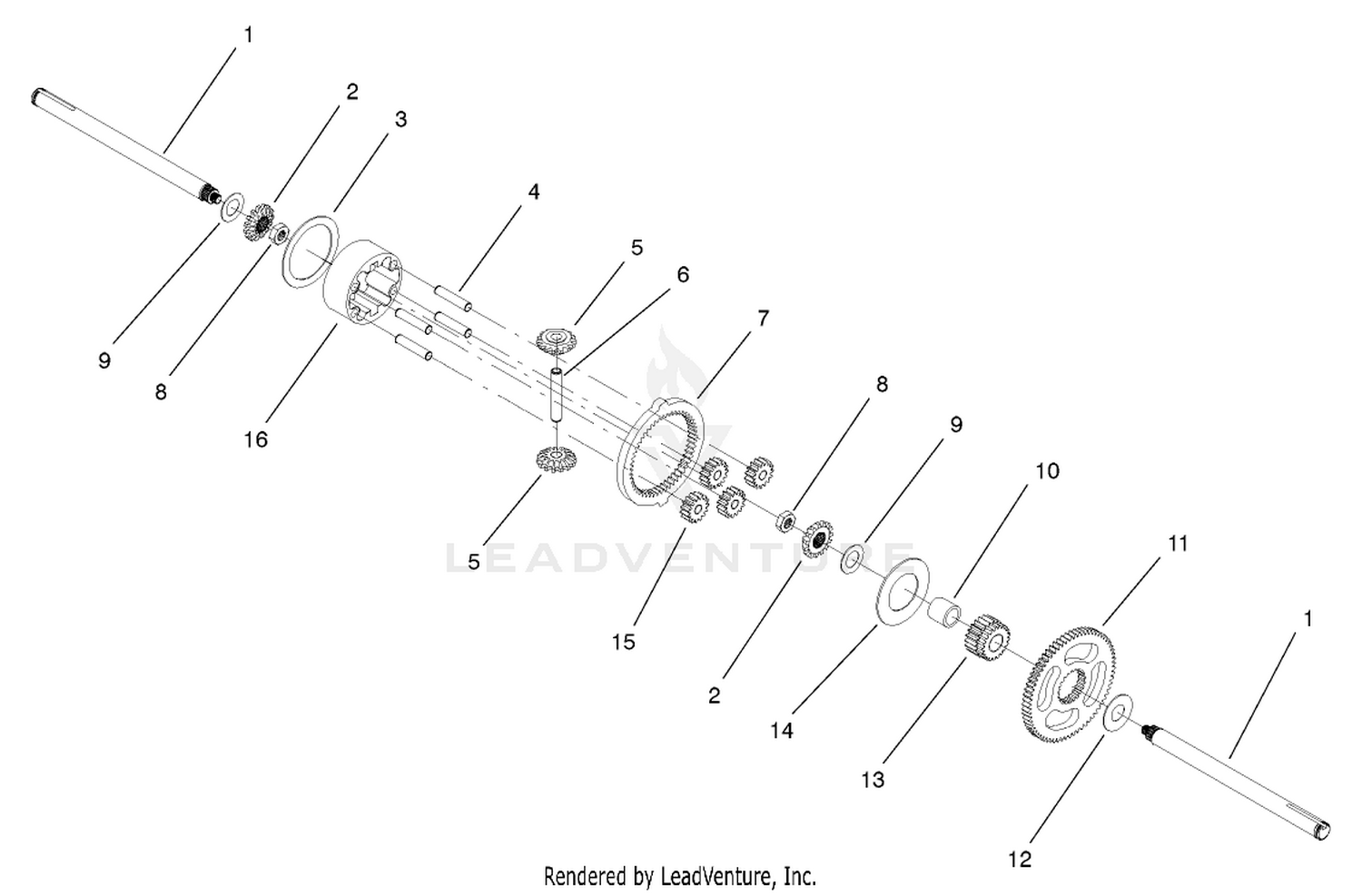 Hydrostatic Transmission No. 104-2465 Differential Gear Assembly