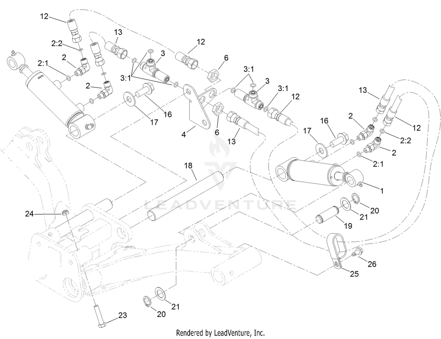 Rear Lift Cylinder and Plumbing Assembly