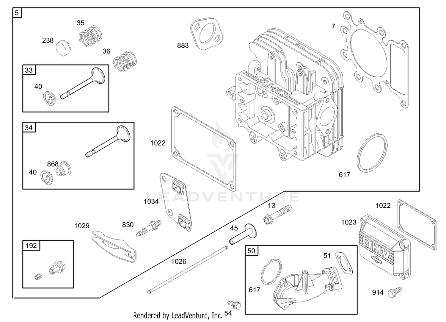Cylinder Head Assembly Engine Briggs and Stratton Model 280H07-0160-E1