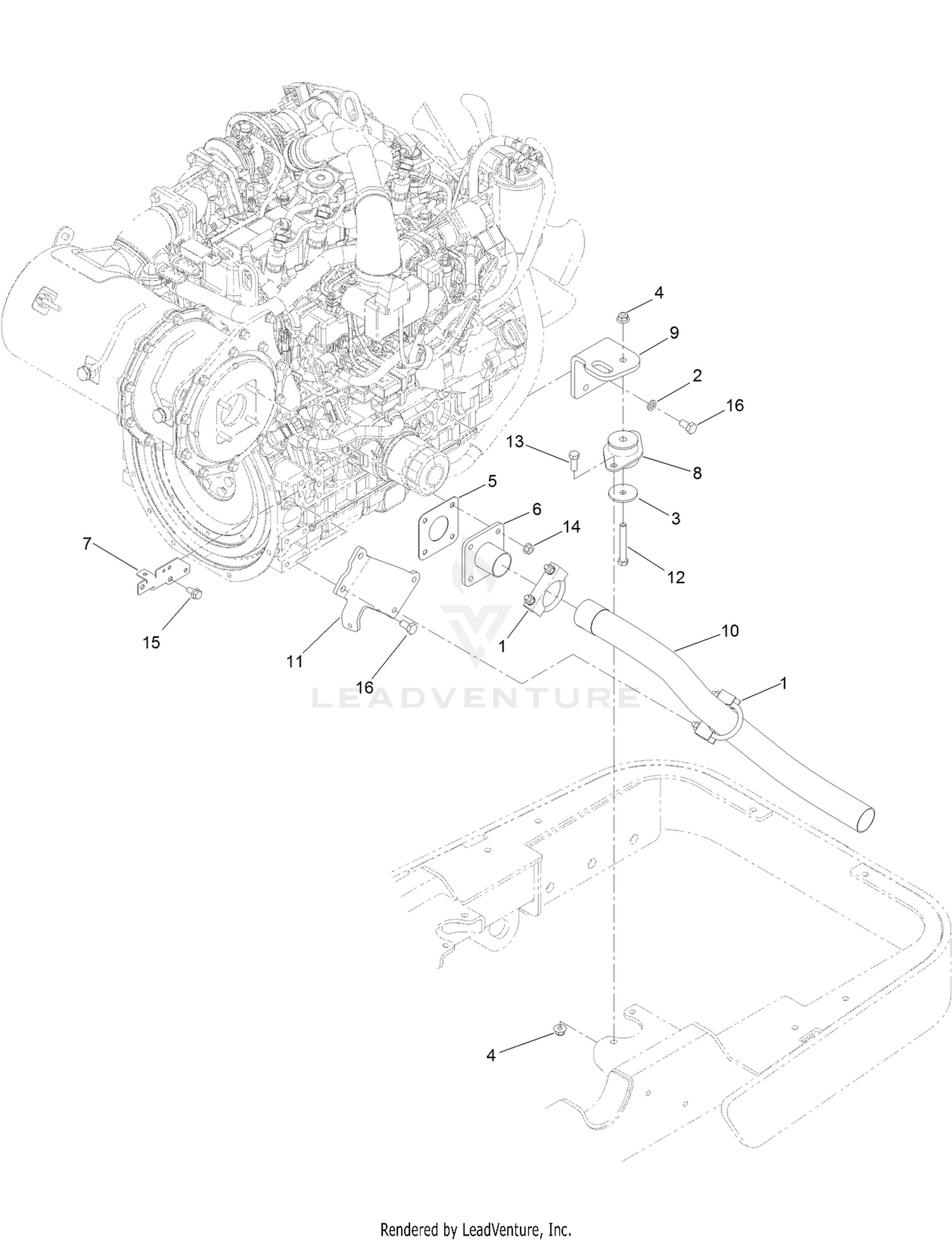 Exhaust and Bracket Assembly