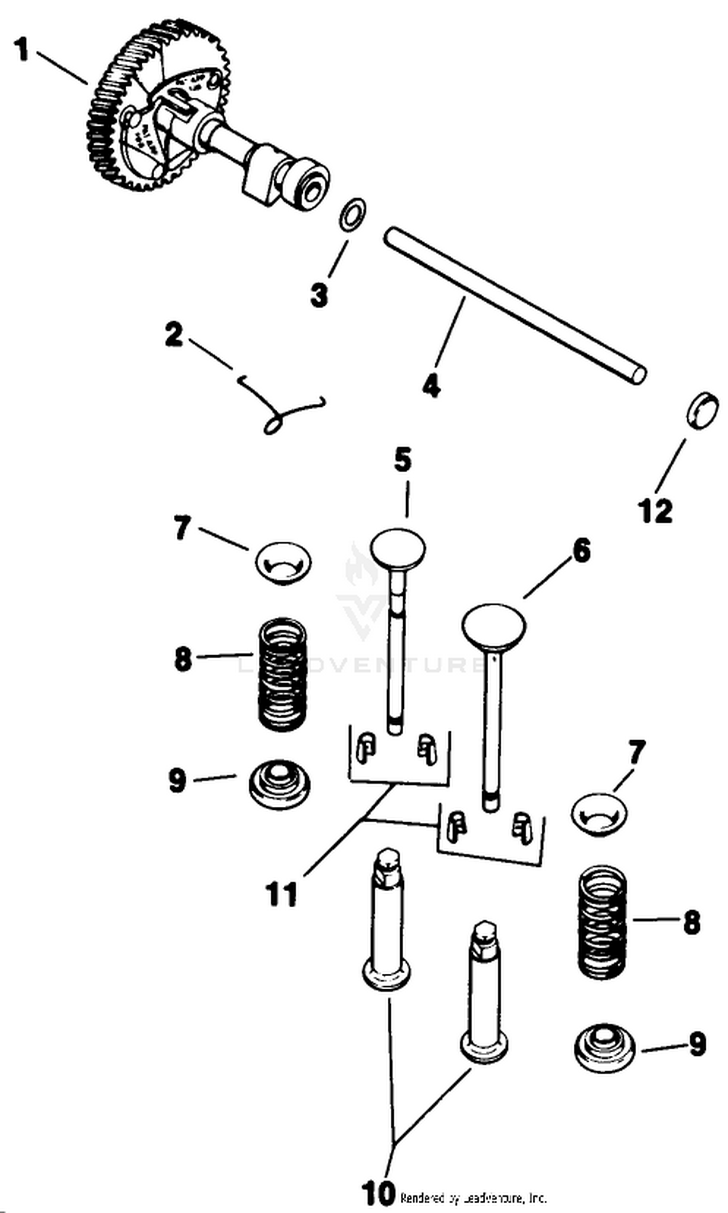 Camshaft  Valves-Engine Assembly-Kohler Model No. M16s-711533
