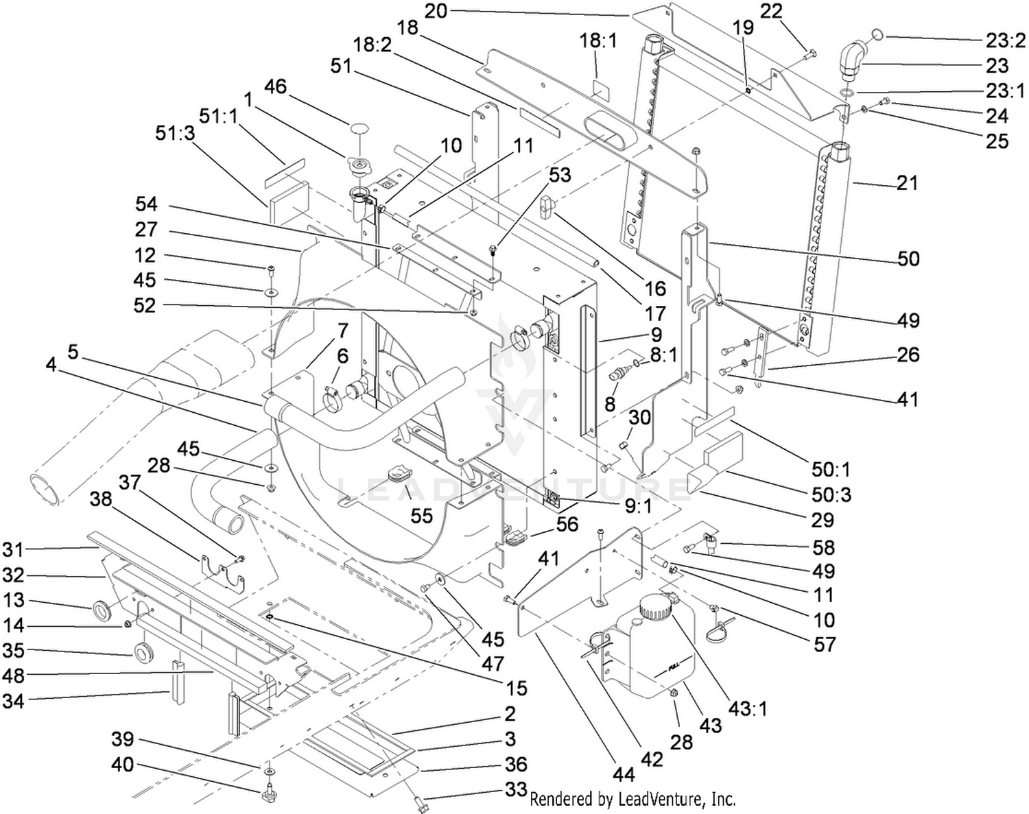 Radiator, Oil Cooler and Support Assembly