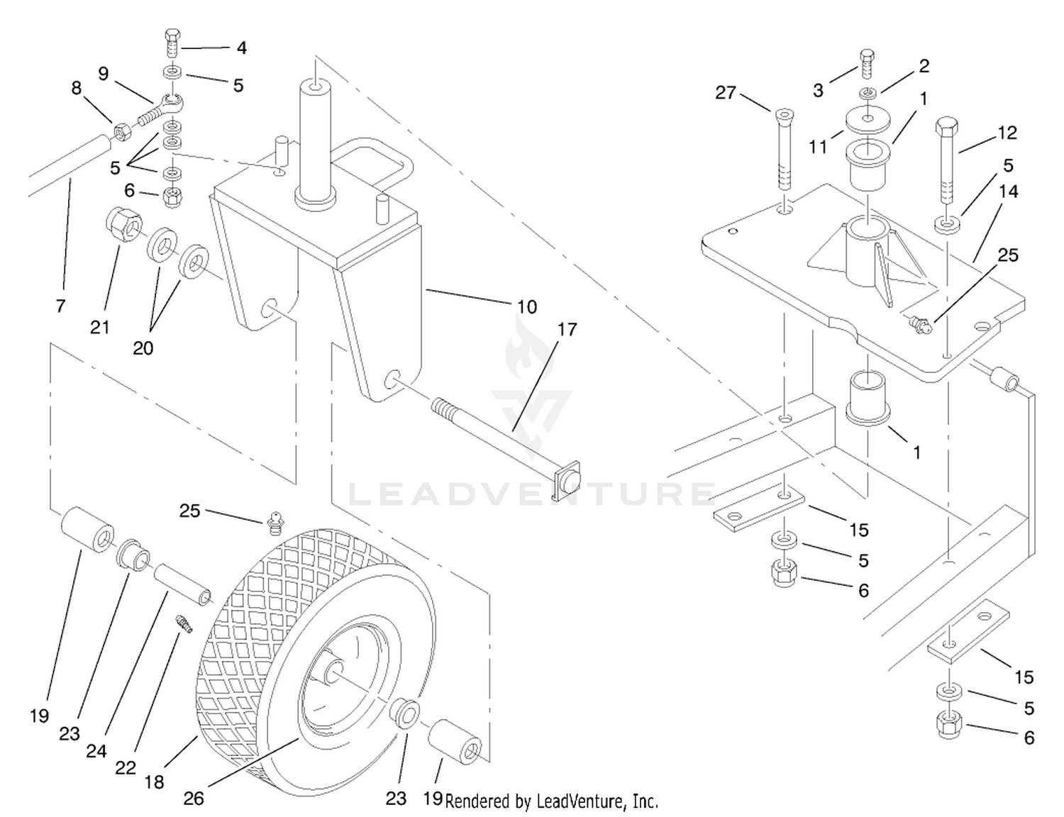 Singe Rear Wheel Assembly (model No. 02002)