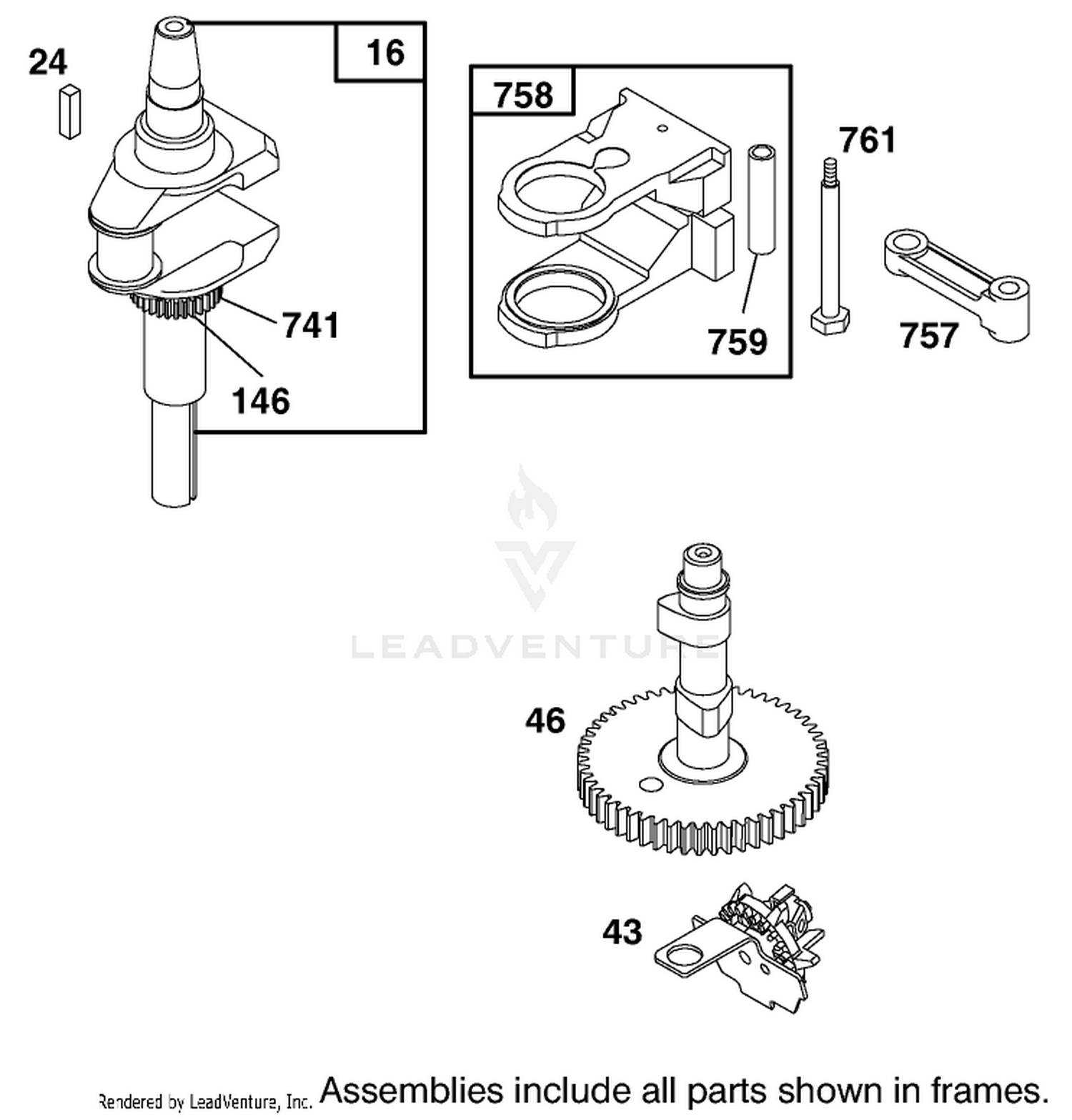 Crankshaft Assembly  Briggs and Stratton 284707-1148-E1