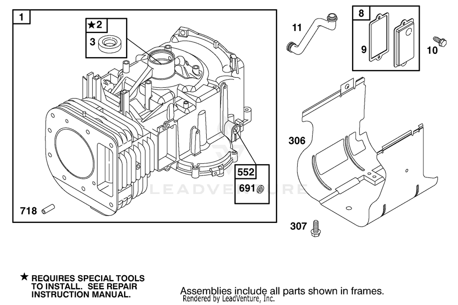 Cylinder Assembly Engine Briggs and Stratton Model 311777-0151-E1