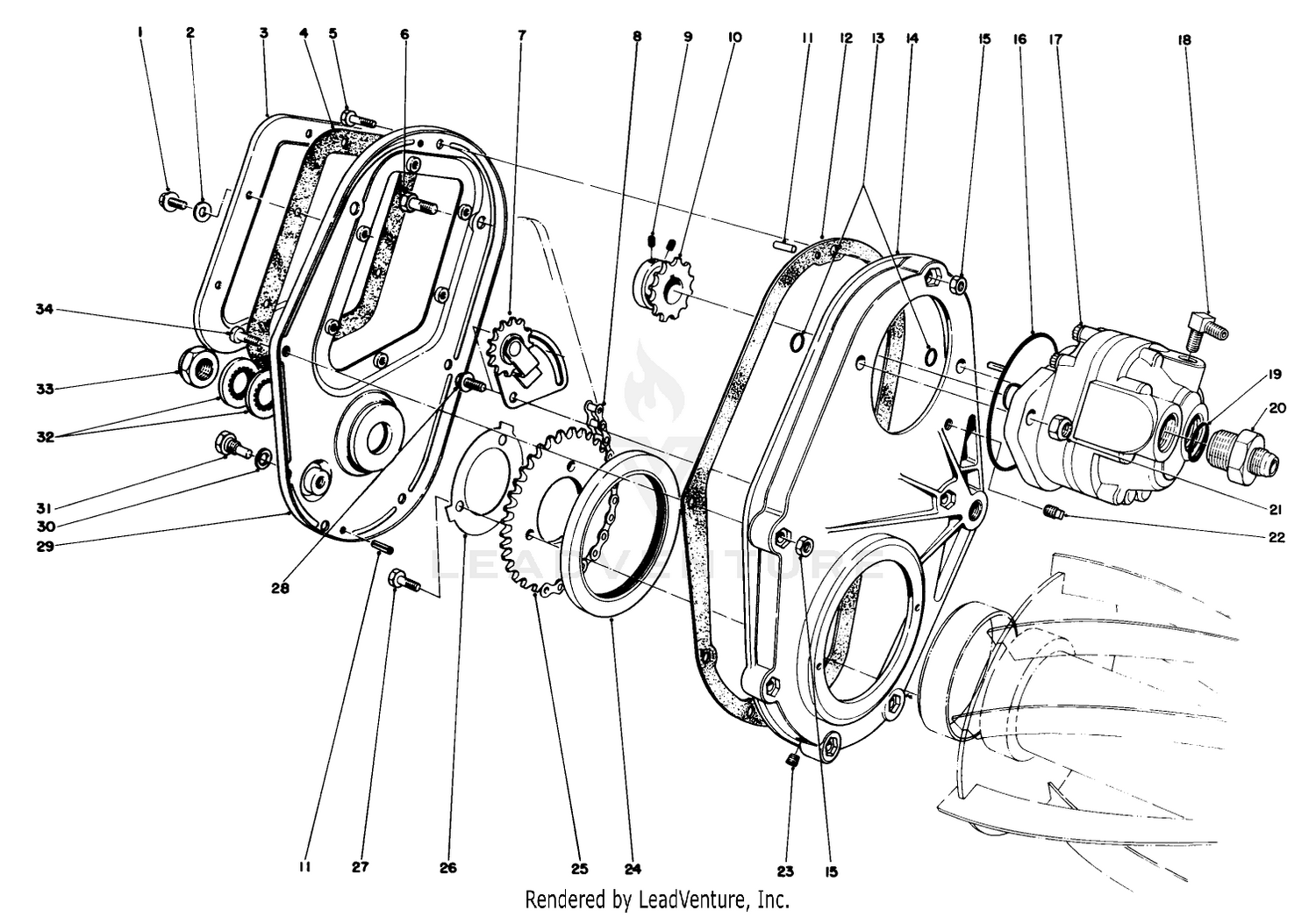 Chain Case And Gear Motor Assembly