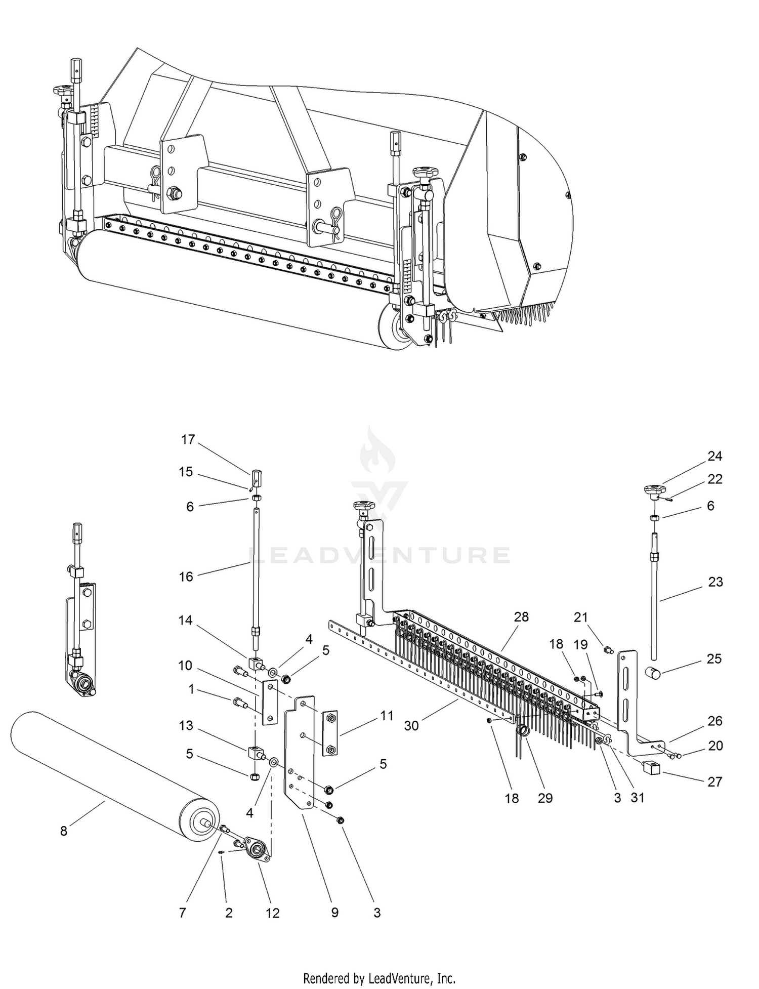 Rollers and Rakes Assembly