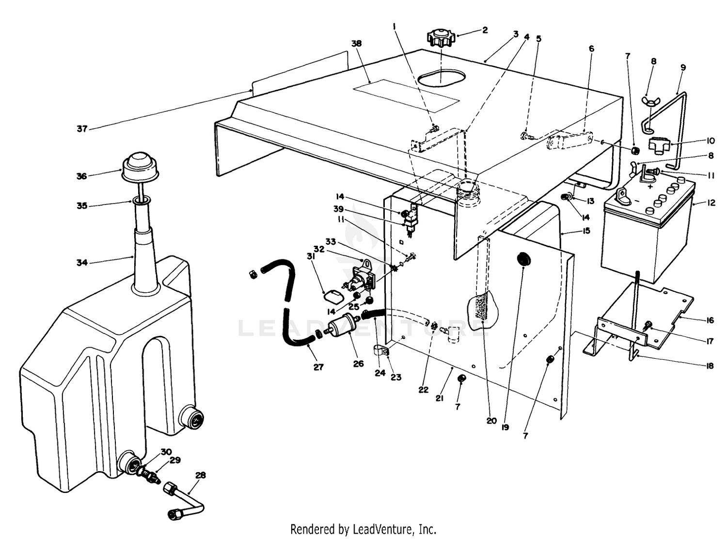 Hood-Gas  Hydraulic Tank Assembly
