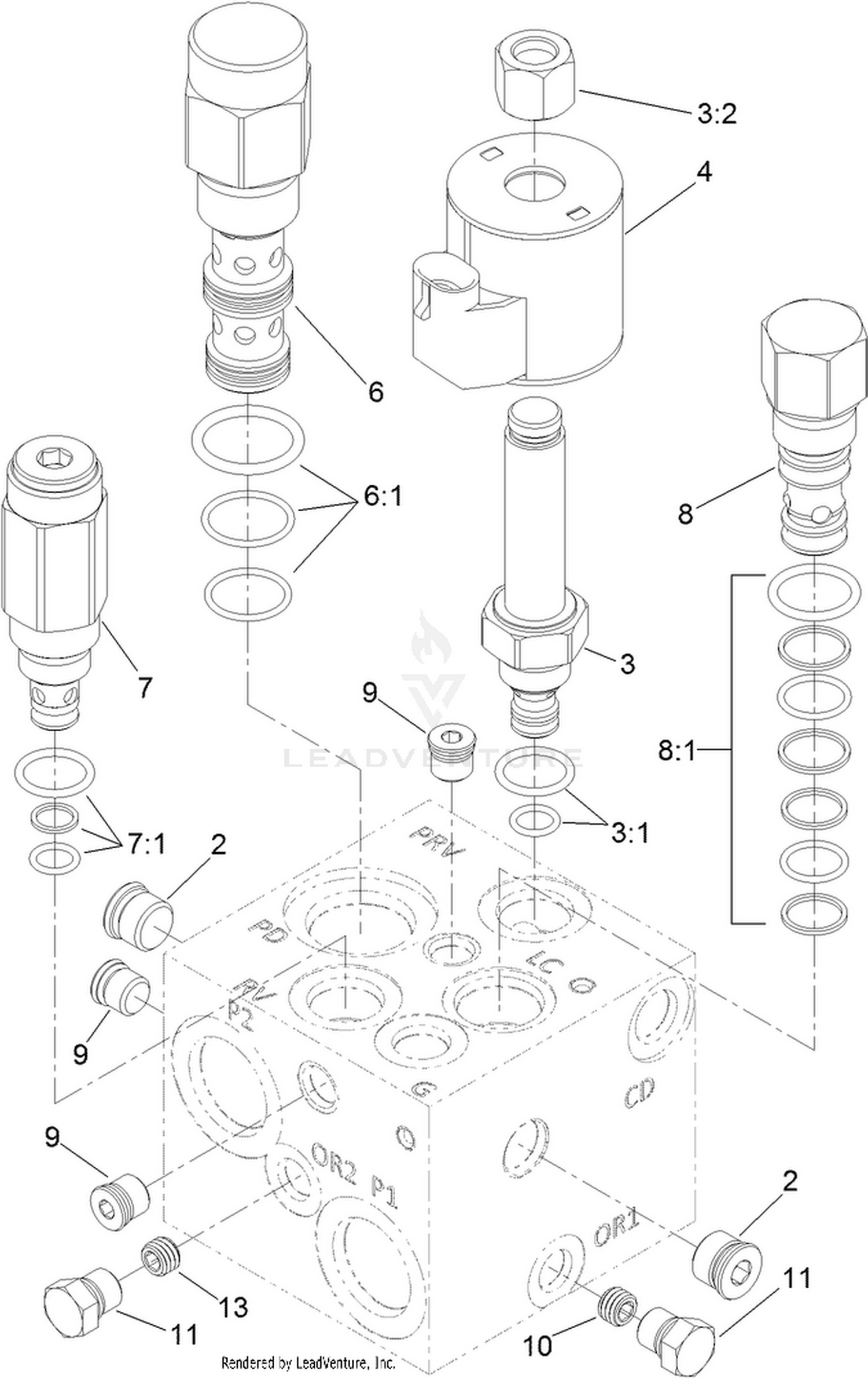 Left PTO Manifold Assembly No. 131-1249
