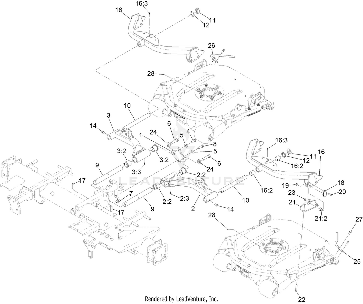 No. 2 and 3 Lift Arm and Deck Assembly