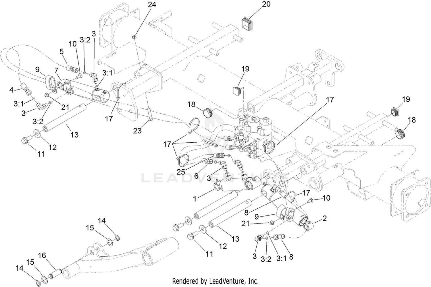 Front Lift Cylinder and Plumbing Assembly