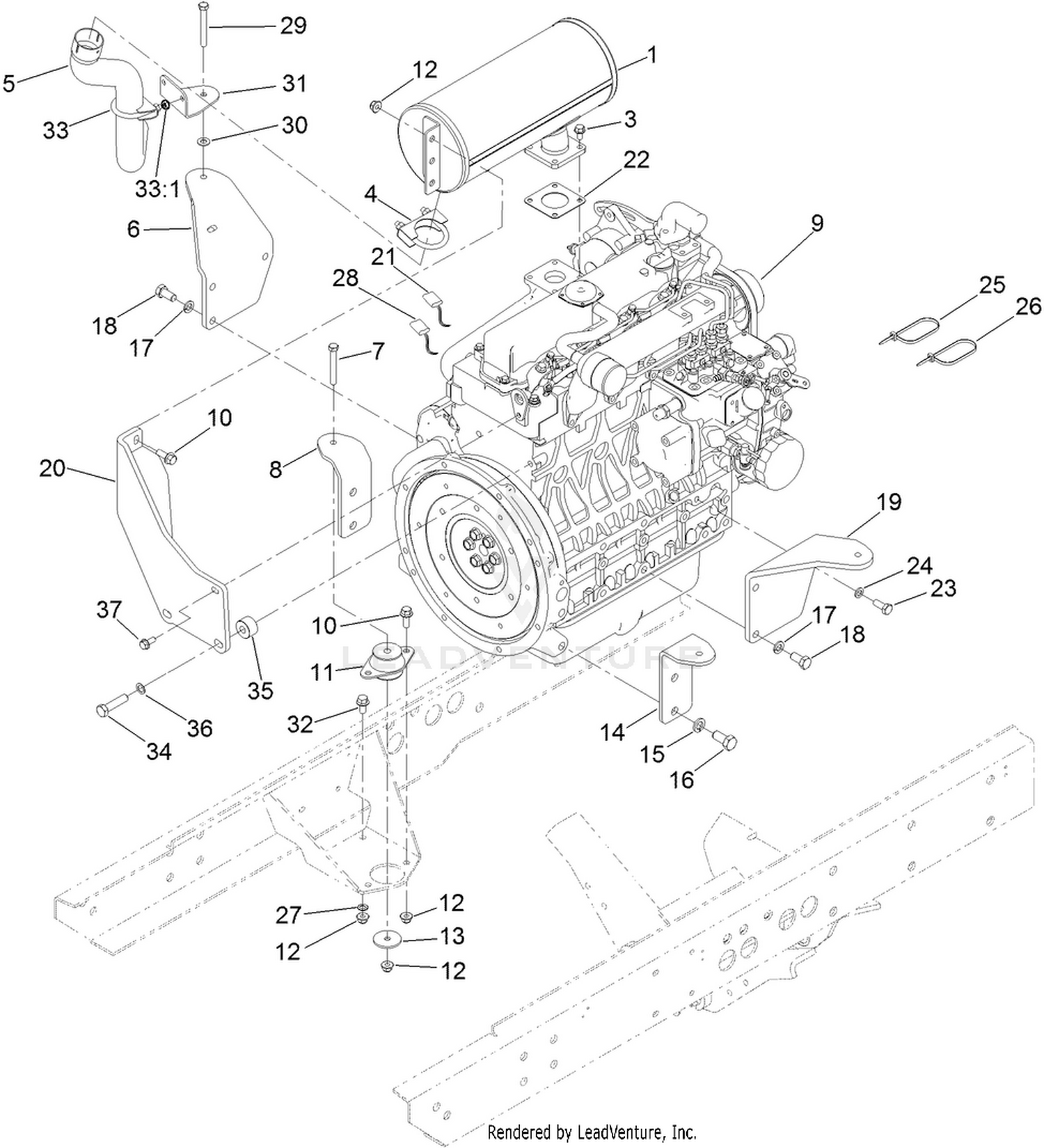 Engine Mounting and Exhaust Assembly
