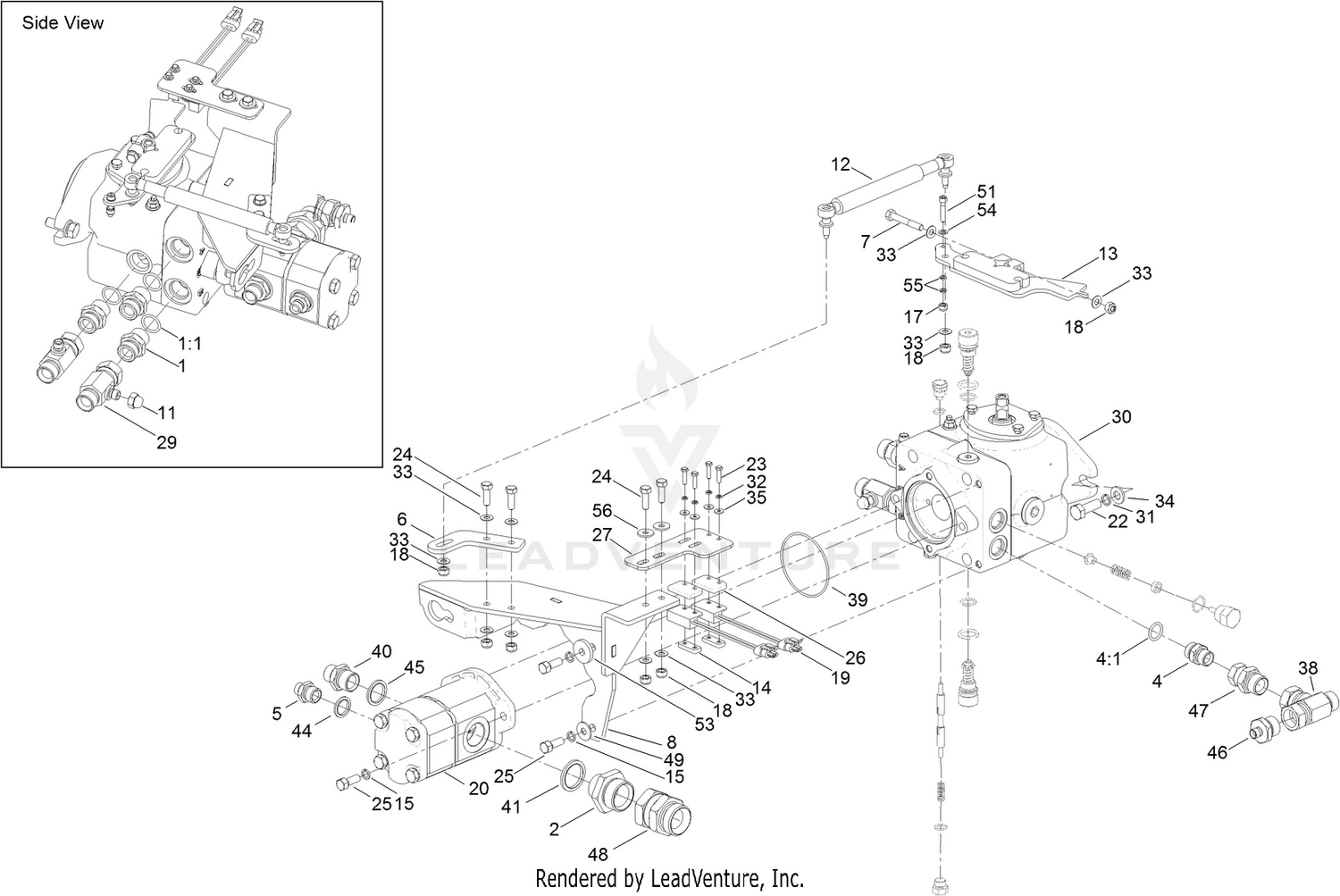 Transmission and Tandem Pump Assembly