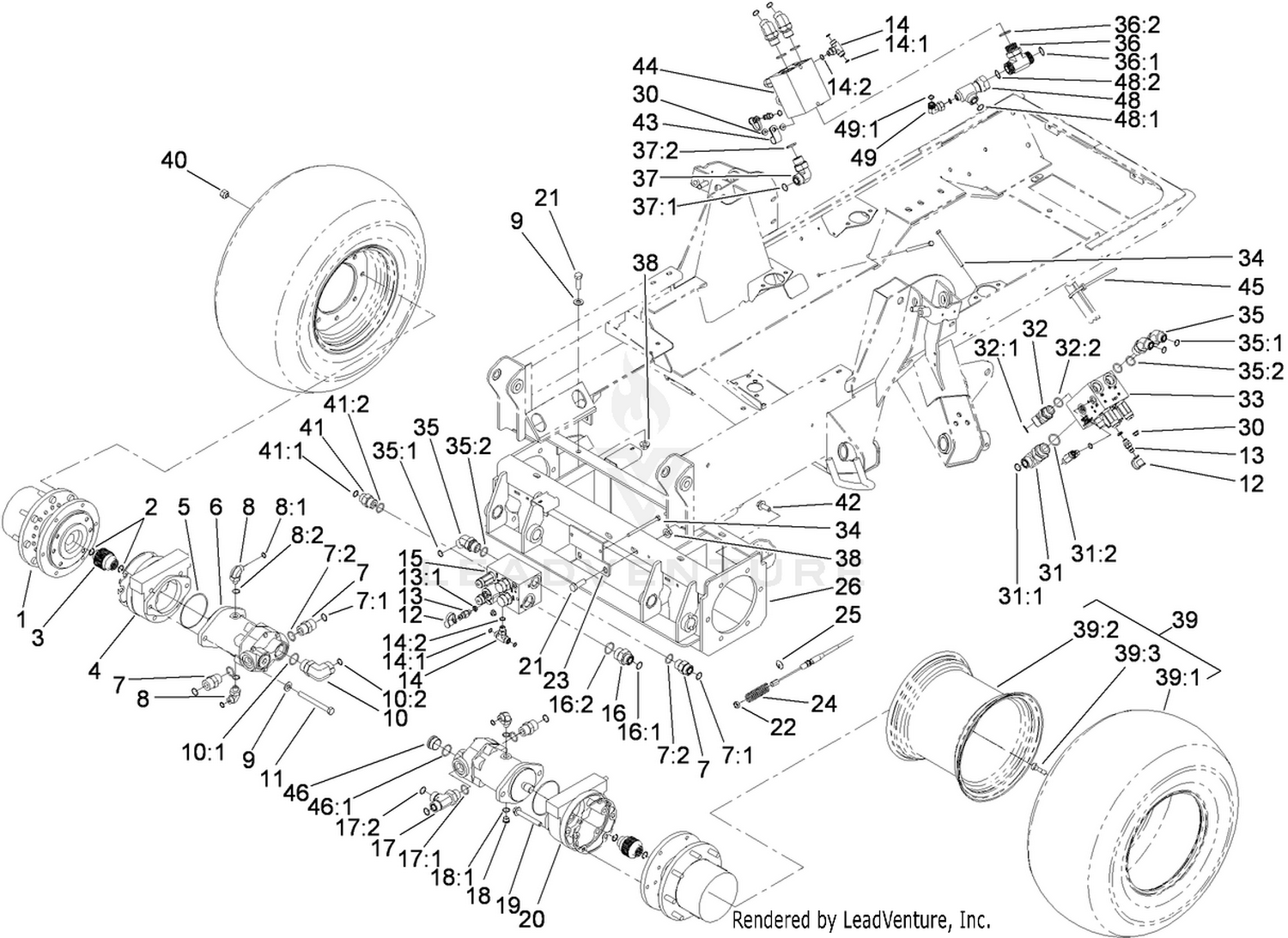 Planetary, Brake and Tire Assembly