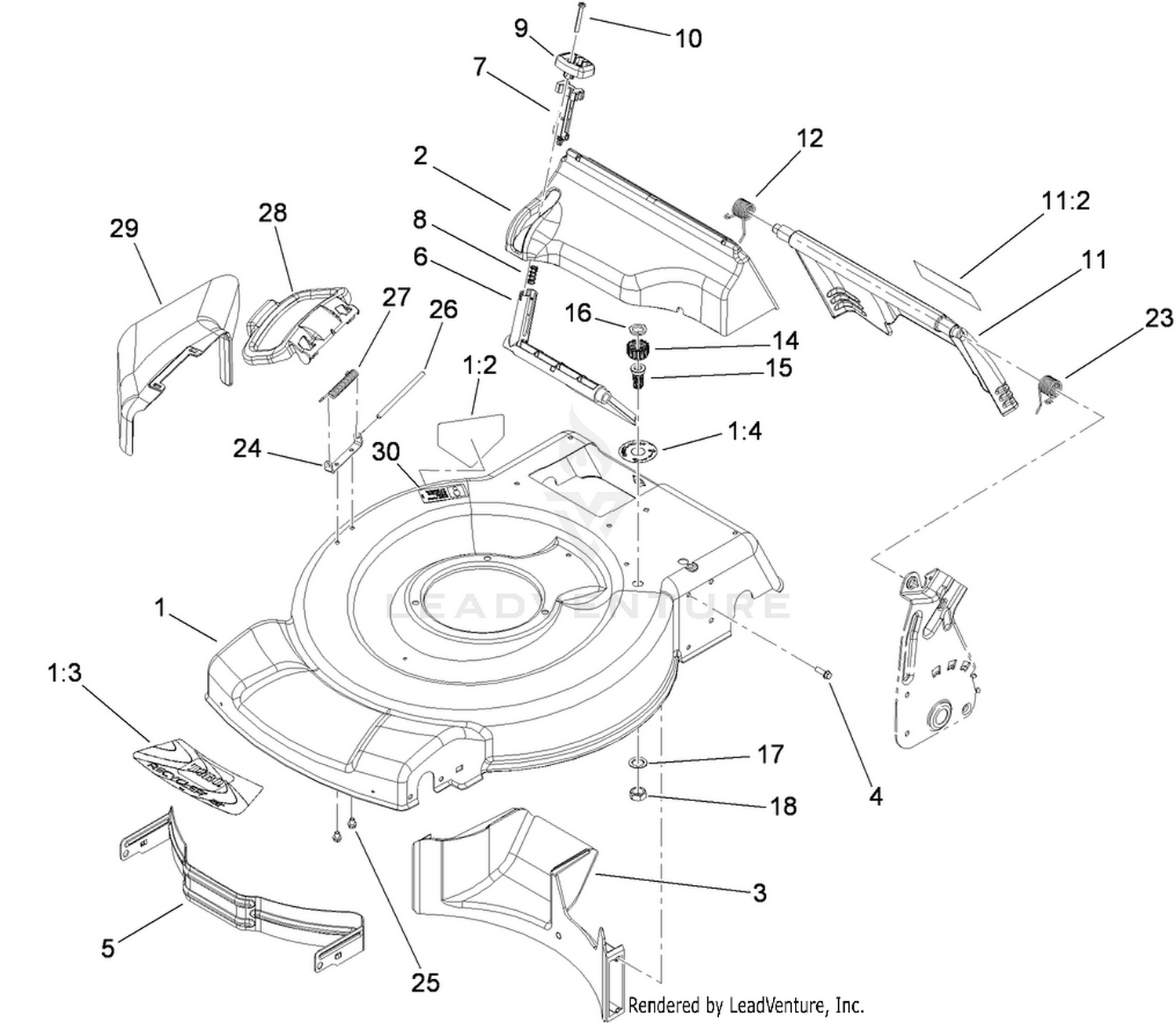 Deck, Side Chute and Rear Door Assembly