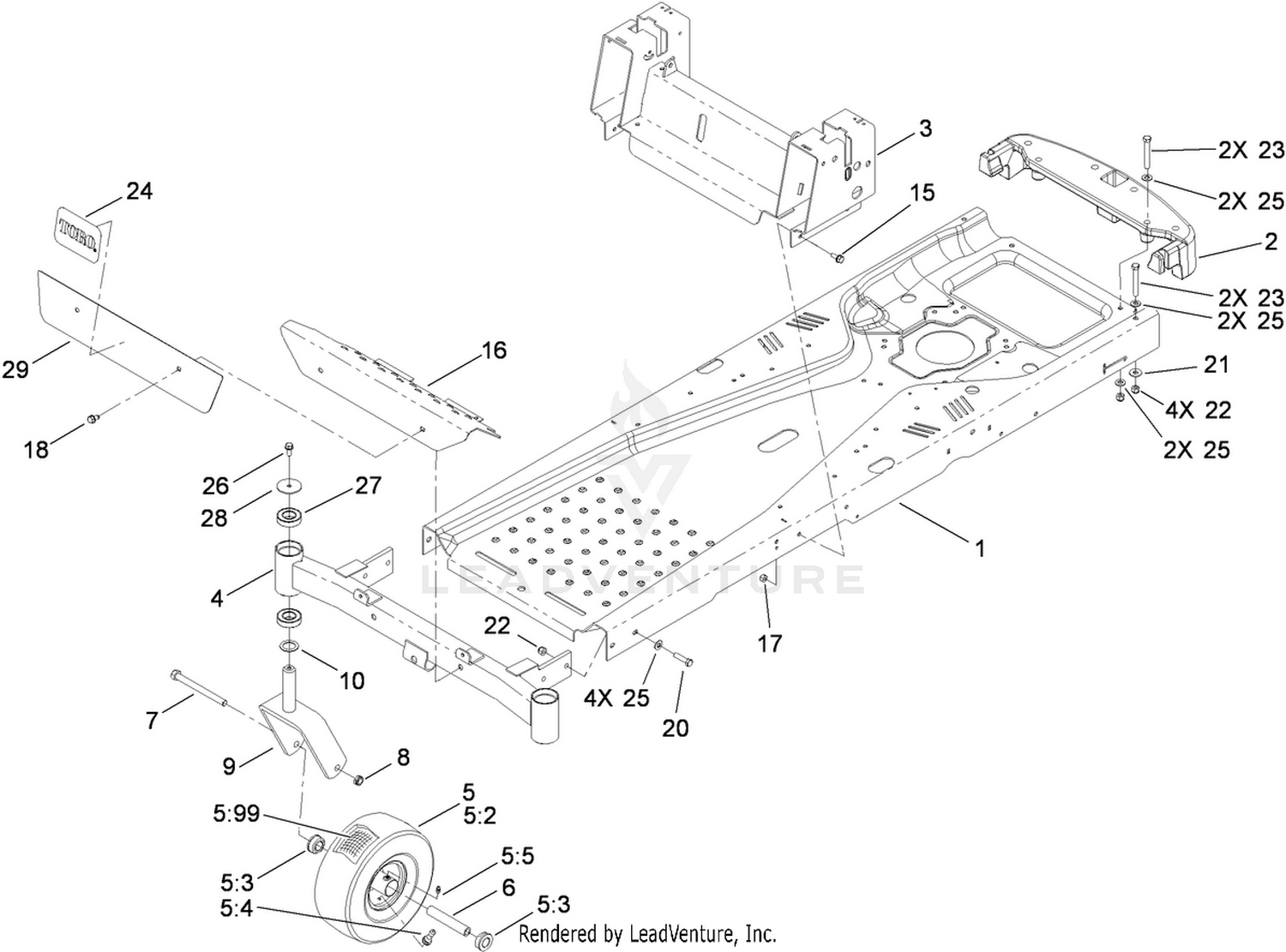 Frame and Castor Wheel Assembly